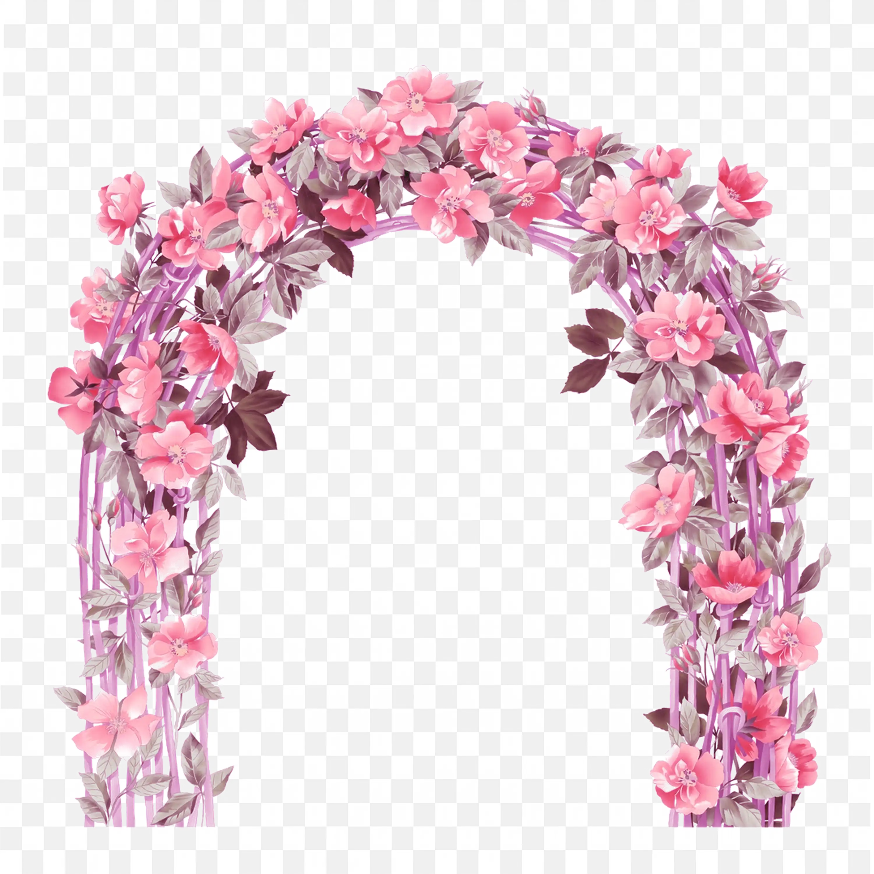 Pink Flower Arch Wedding Decoration Floral Frame Png