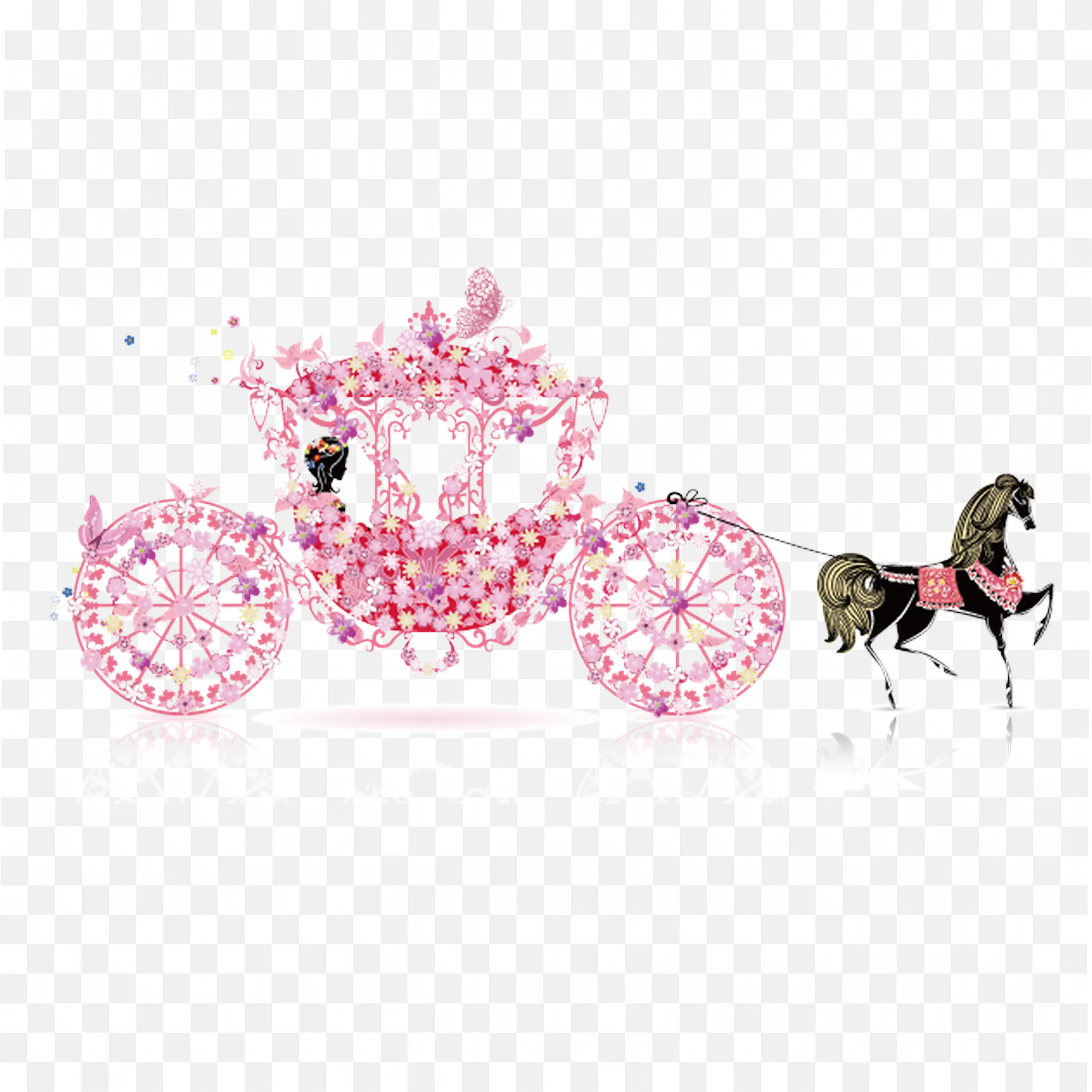 Pink Glitter Carriage Princess Theme Birthday Frame