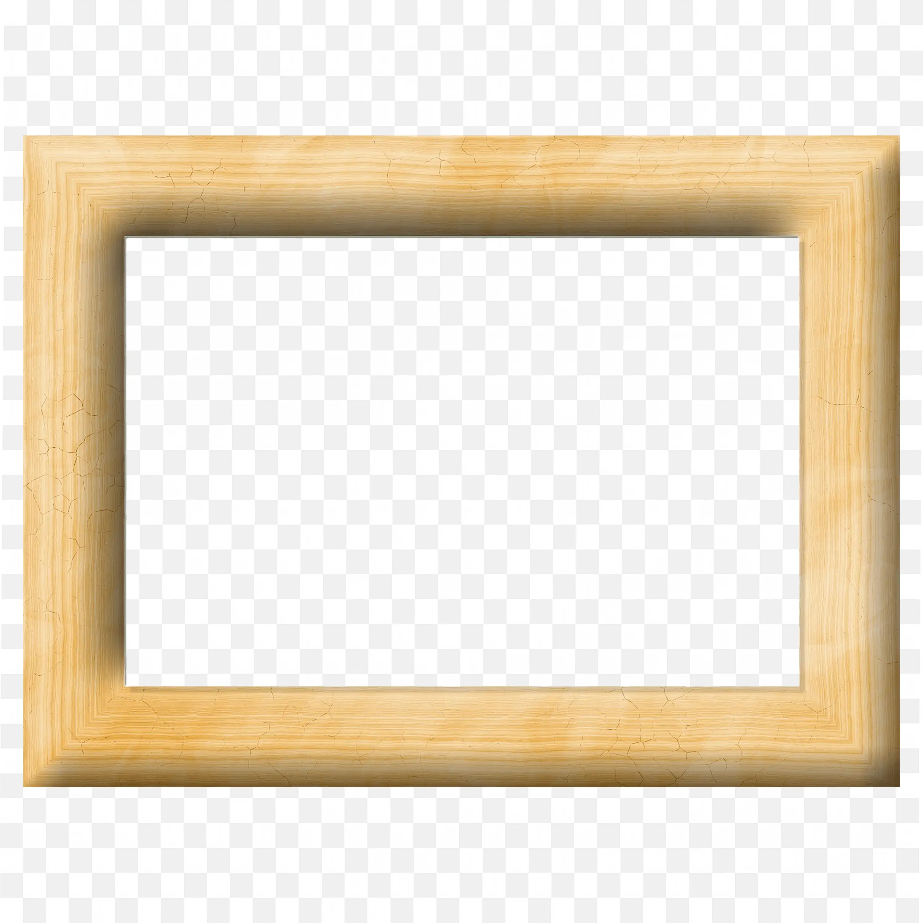 Plain White Rectangular Frame with Wooden Texture Border