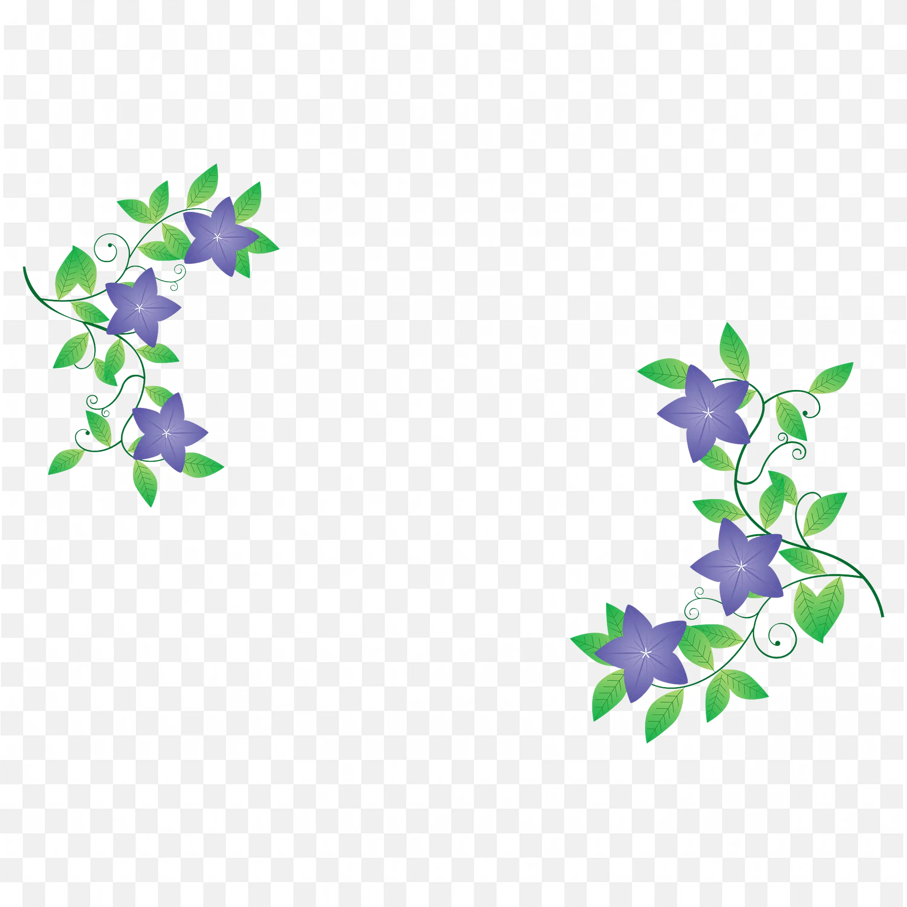 Purple Floral Small Branch Decorative Frame Png Image