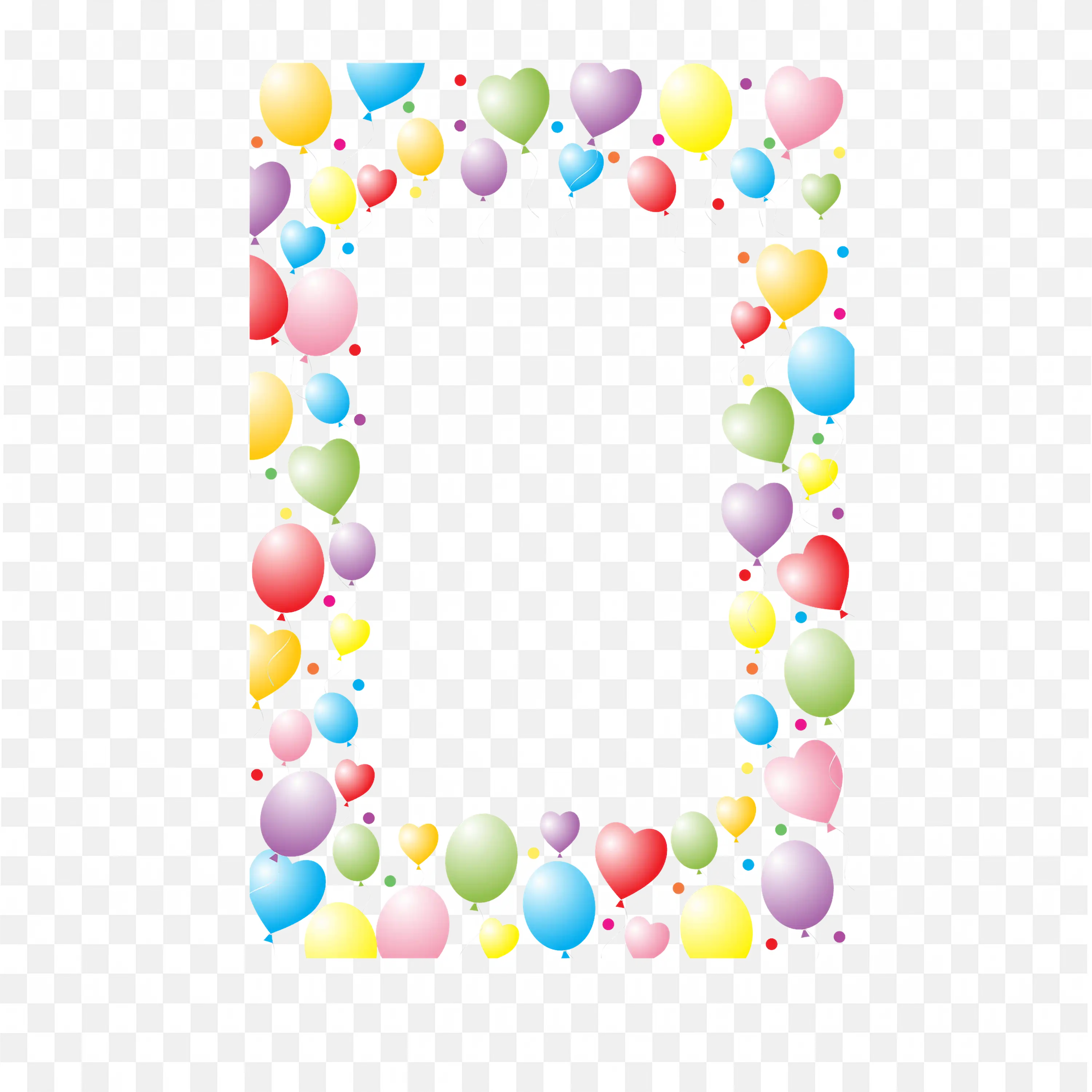 Rainbow Heart Pattern Frame Vertical Border Png File