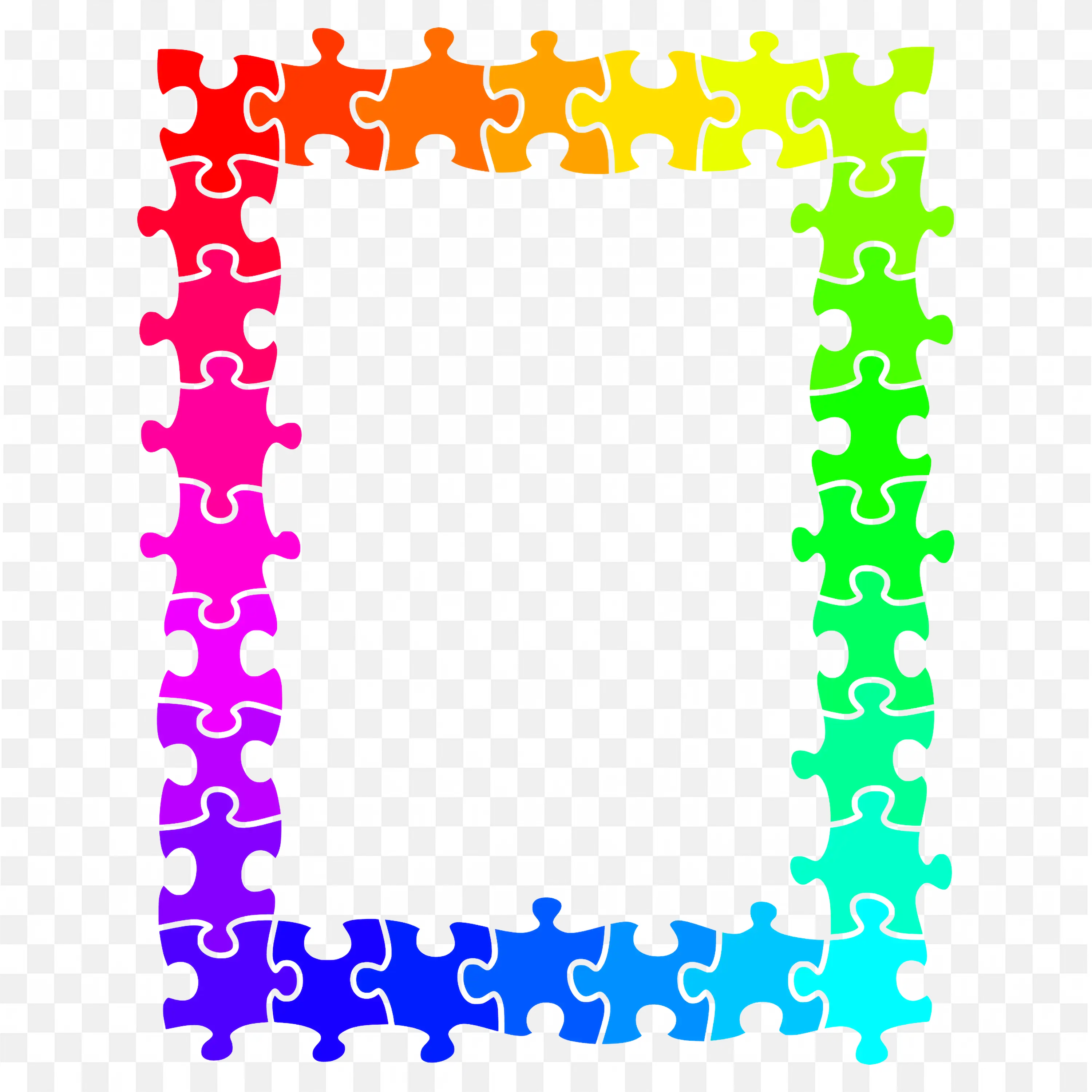 Rainbow Puzzle Piece Colorful Border Frame Png Design