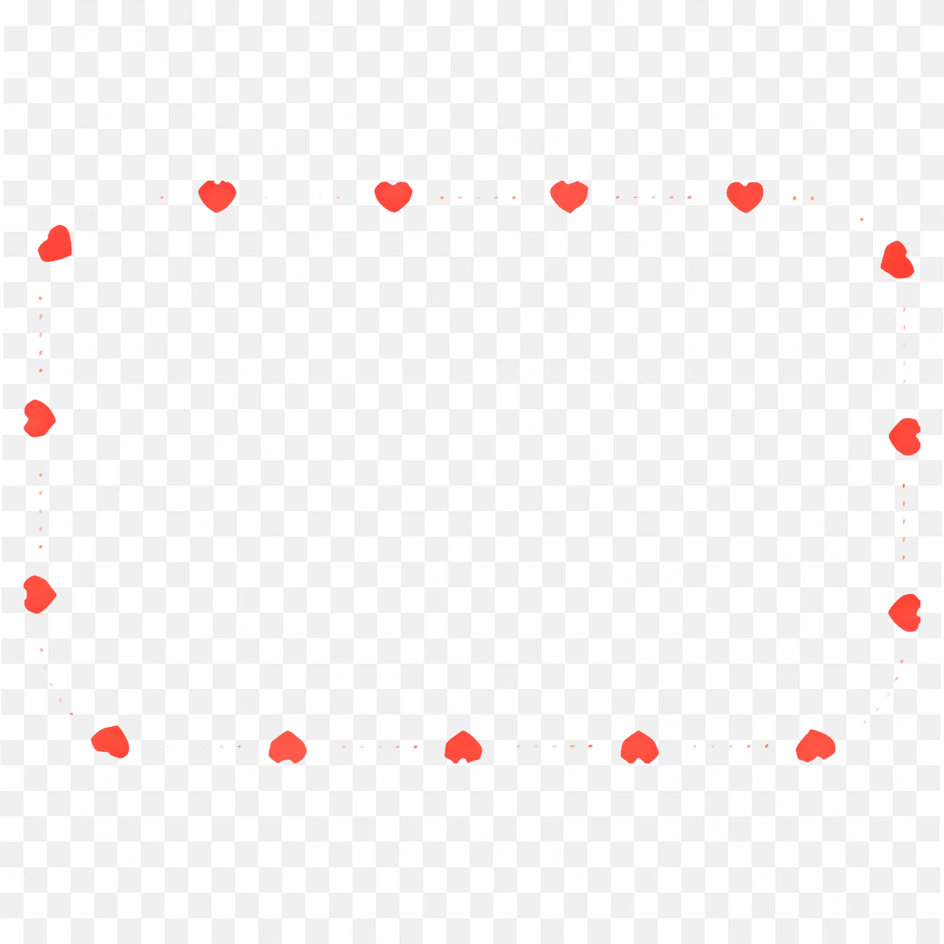 Rectangle Frame with Tiny Red Hearts on White Border