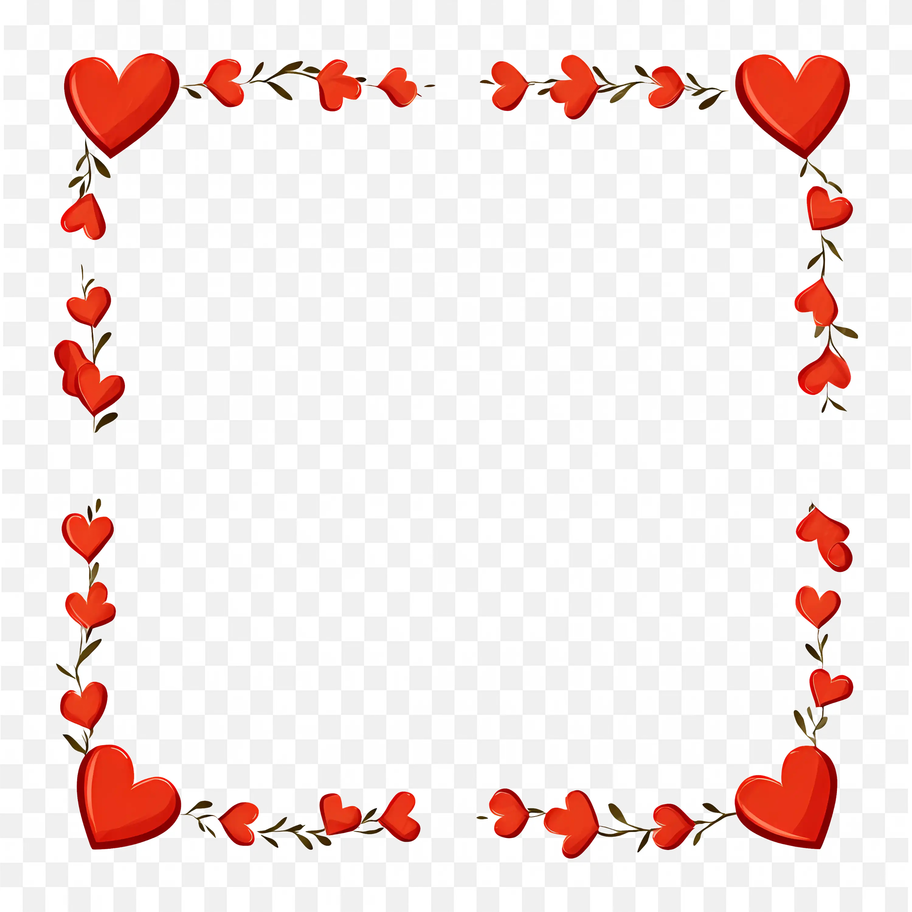 Red Heart Border Frame for Romantic Valentine Design Png