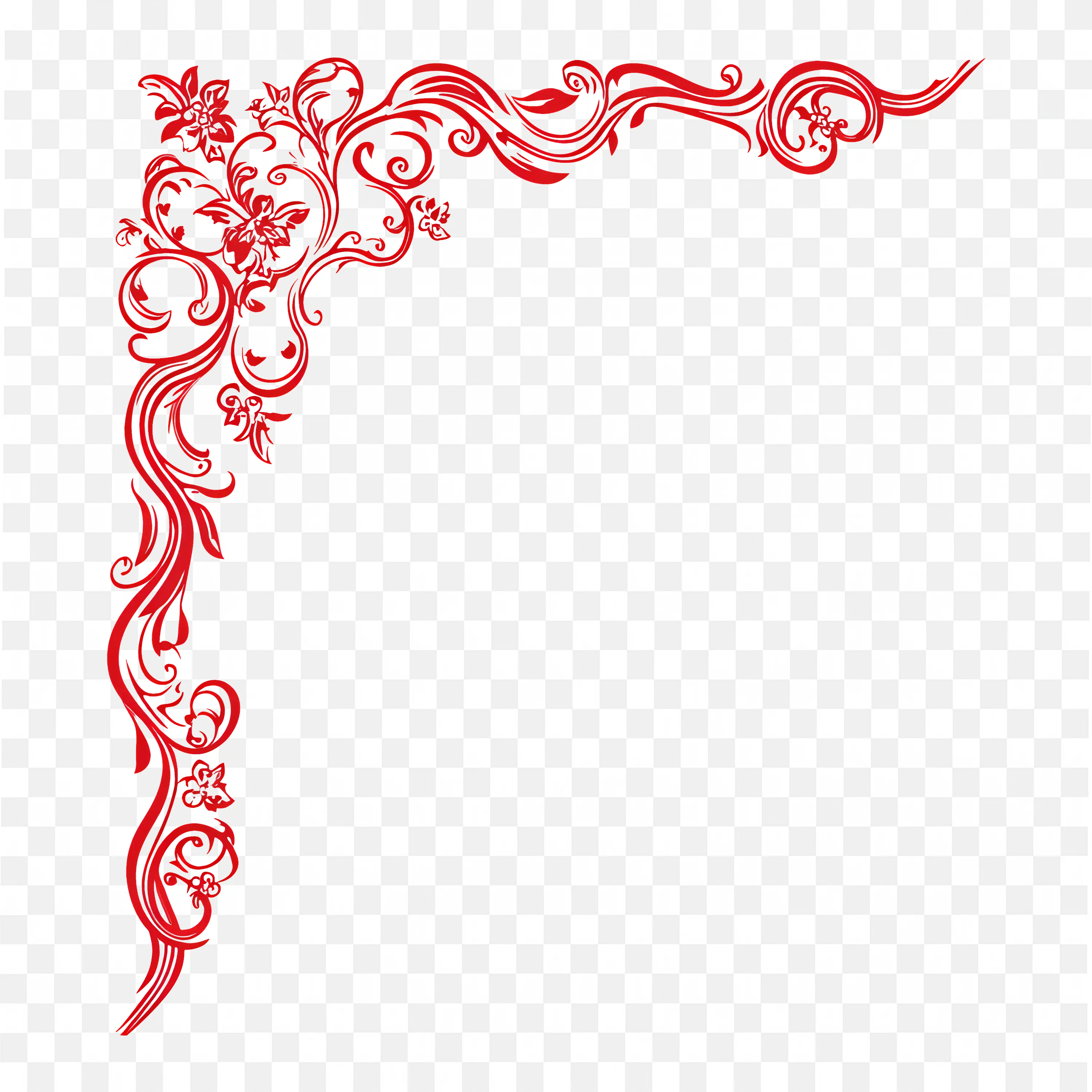 Red Ornamental Corner Frame Decorative Design Element