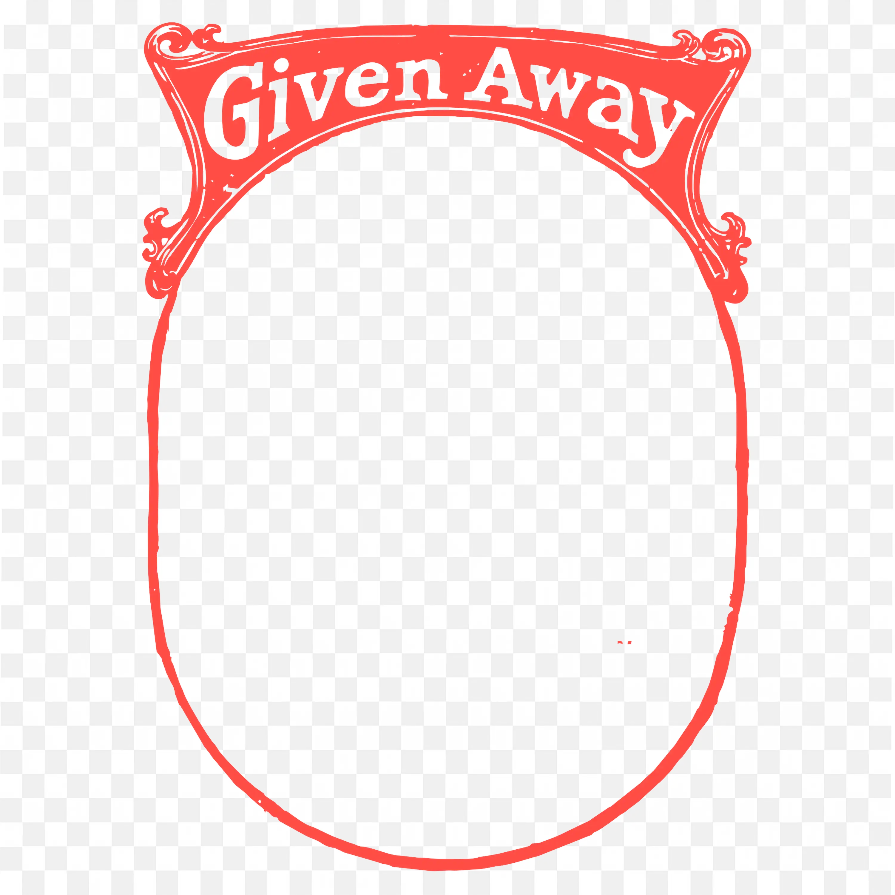 Red Oval Frame with Given Away Ribbon Banner Design