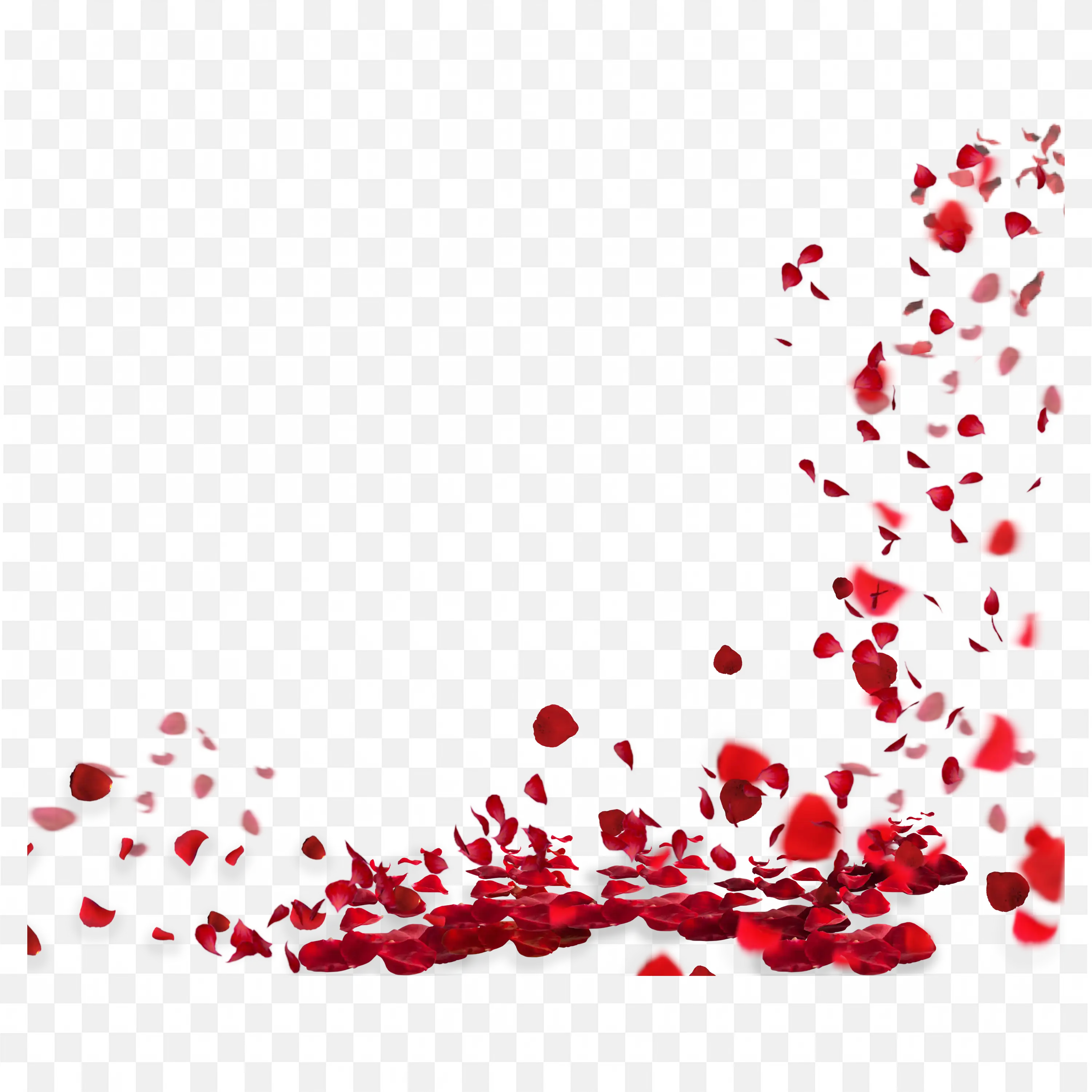Red Rose Petals Falling Corner Decorative Frame Png