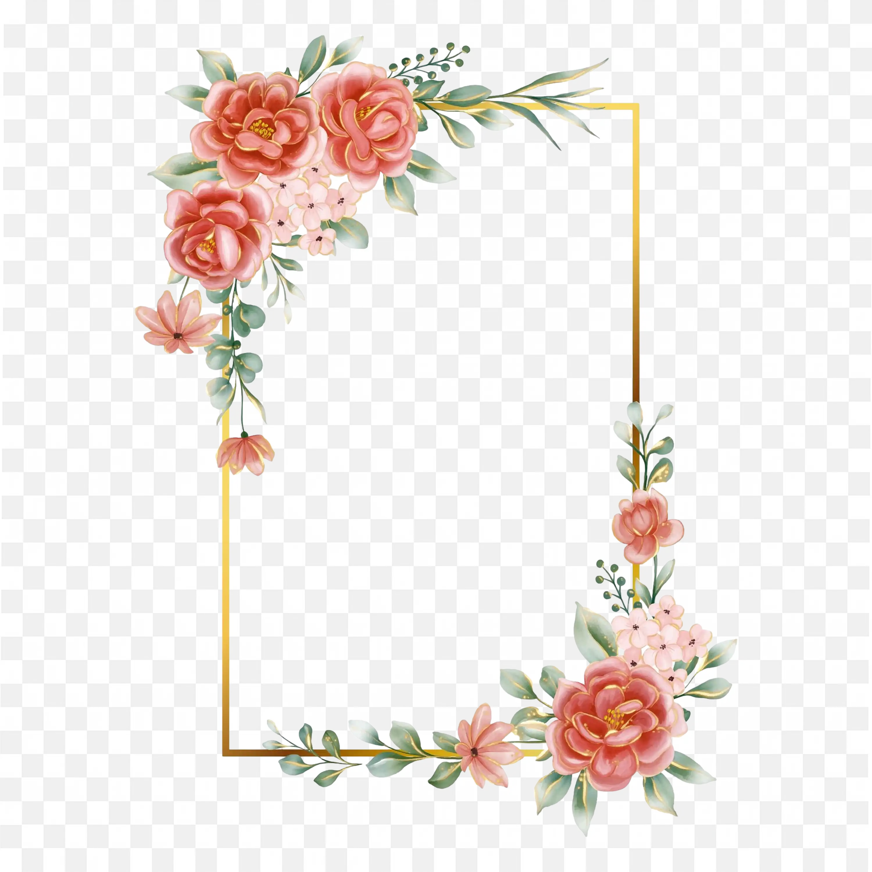 Red Roses with Golden Border Frame for Celebration