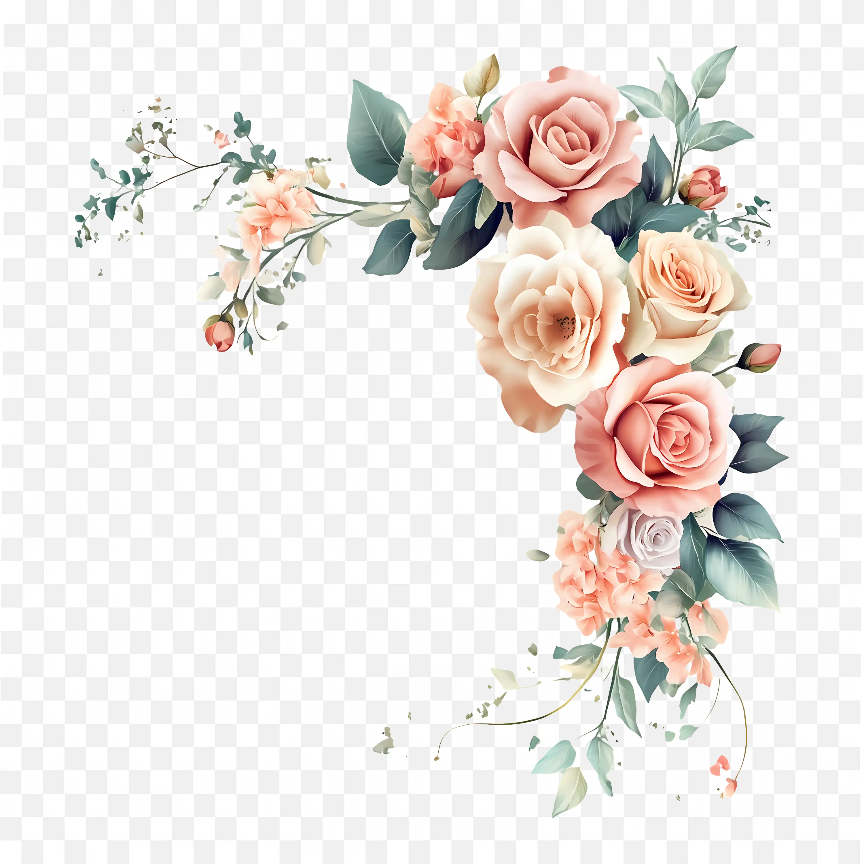 Rose Bouquet Corner Decoration with Blush Pink Flowers