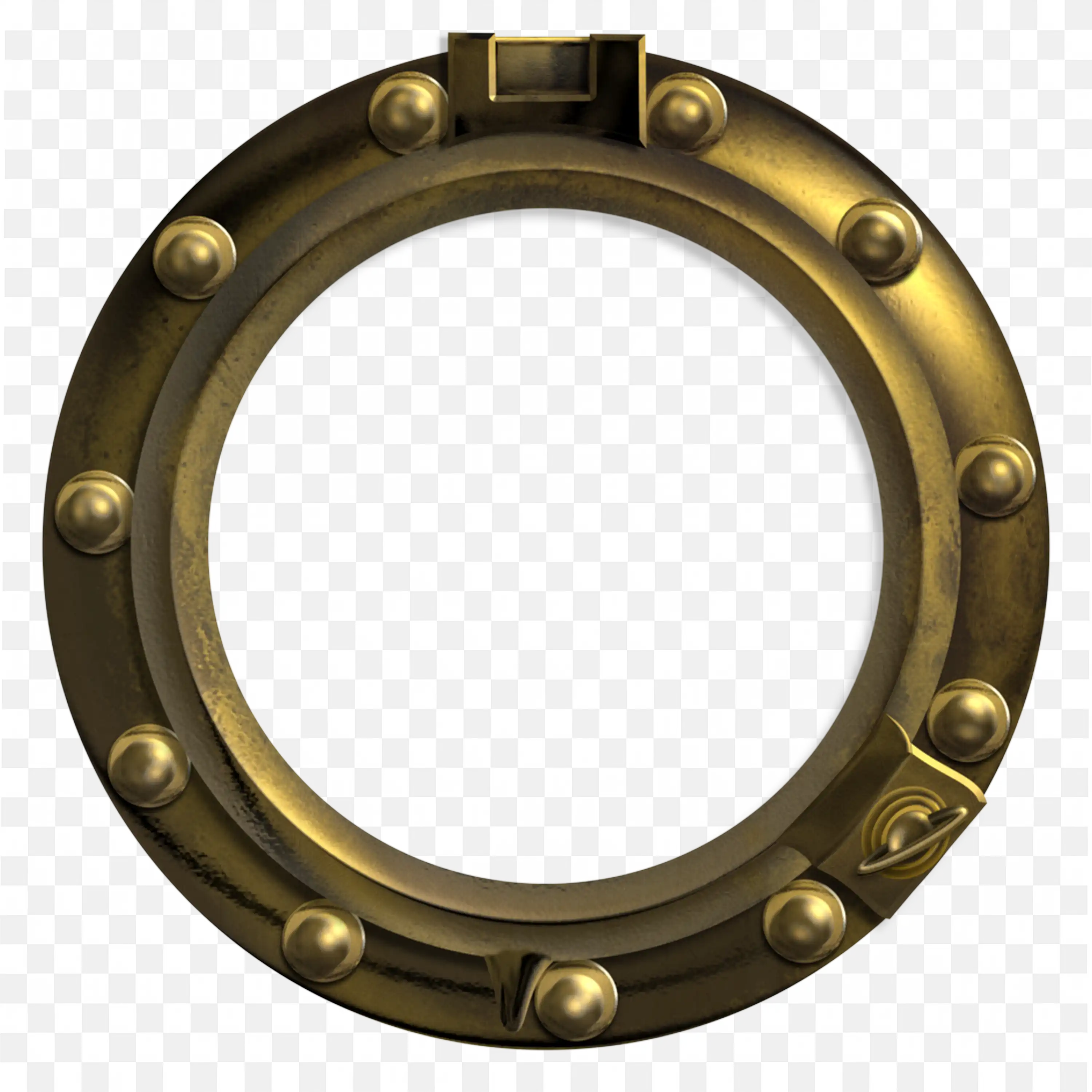 Round Bronze Porthole Nautical Frame with Screws Png