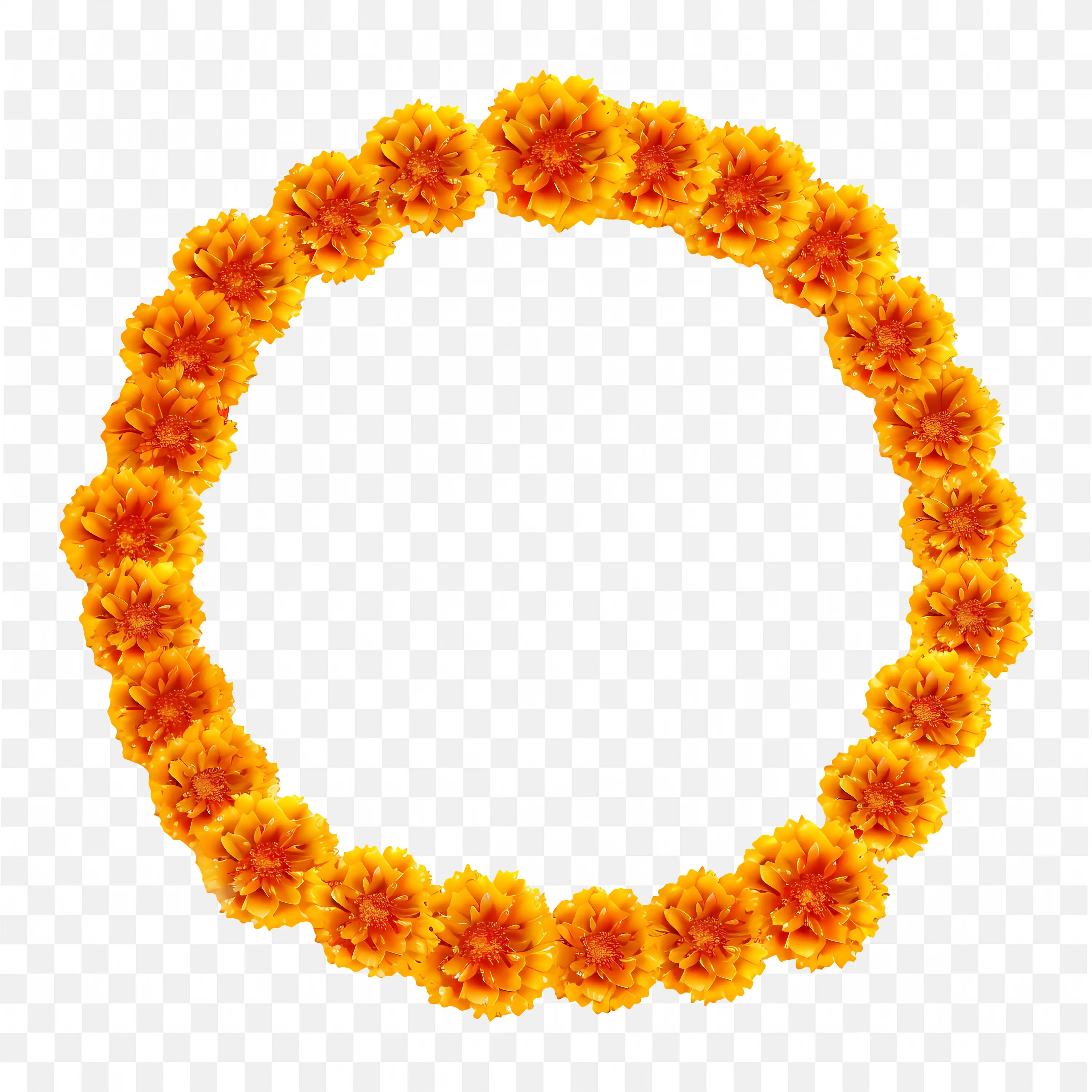 Round Orange Marigold Flower Frame for Celebration Use
