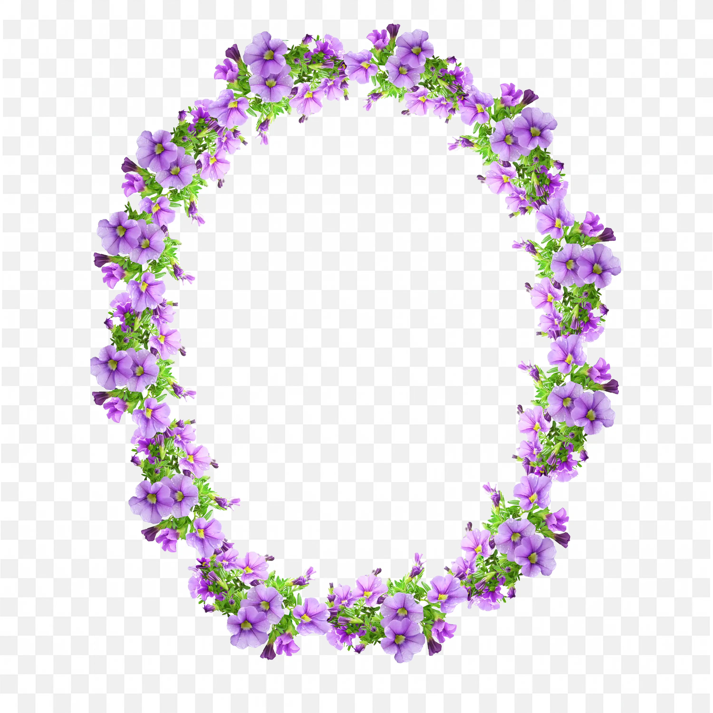 Round Violet Flower Garland Frame with Transparent Png