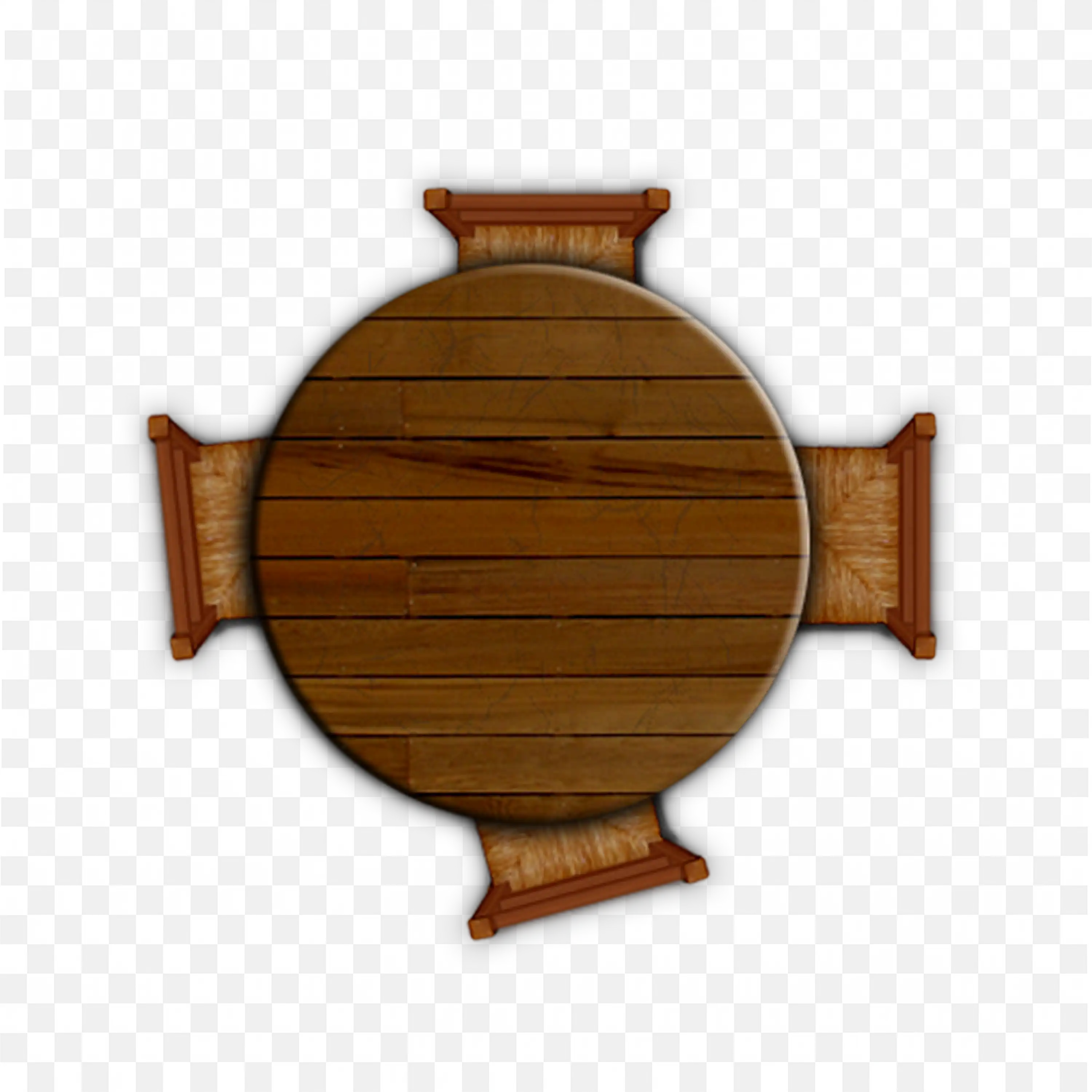 Round Wooden Table Top View with Shadow Png Image