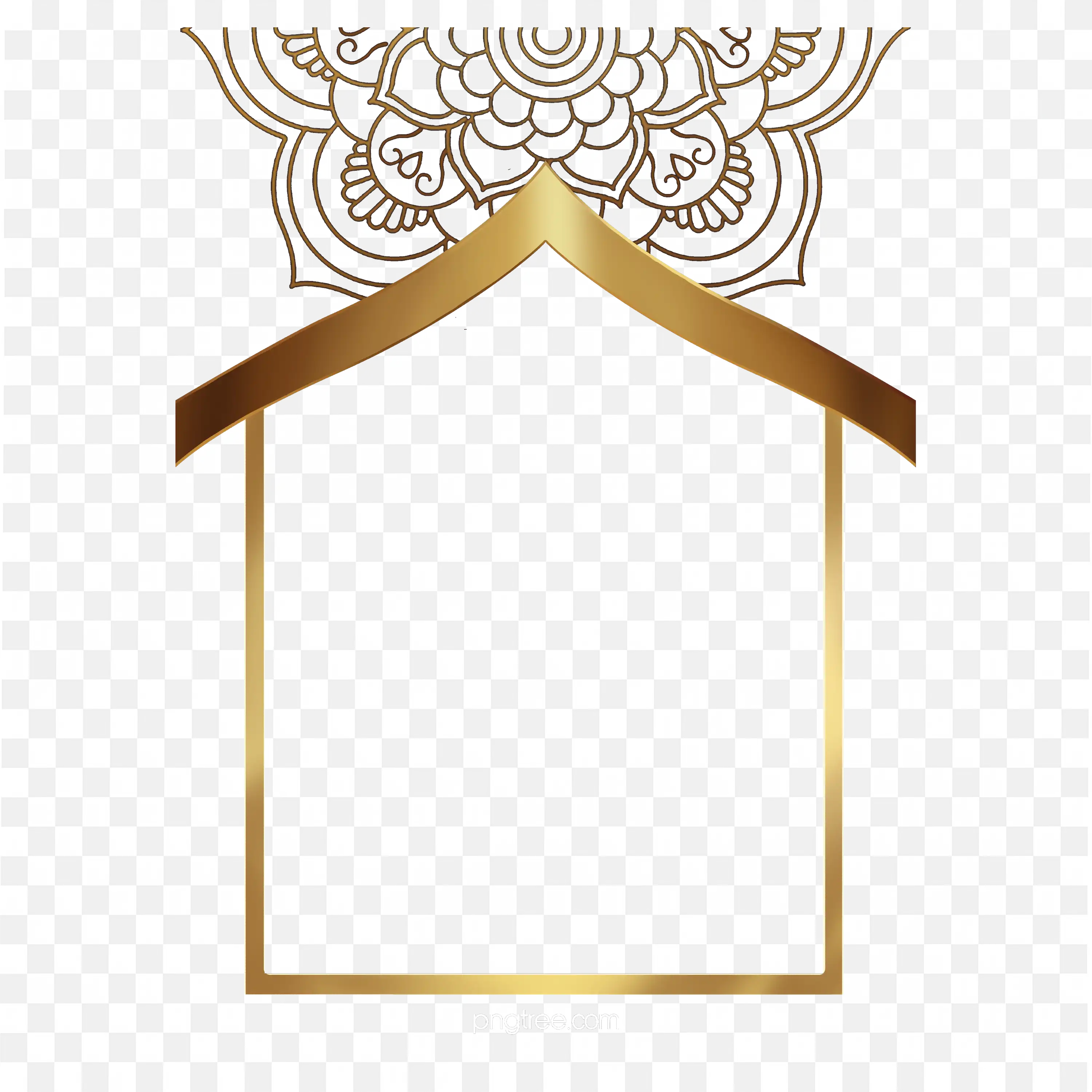 Royal Blue Arch Gold Islamic Ornamental Border Frame Png