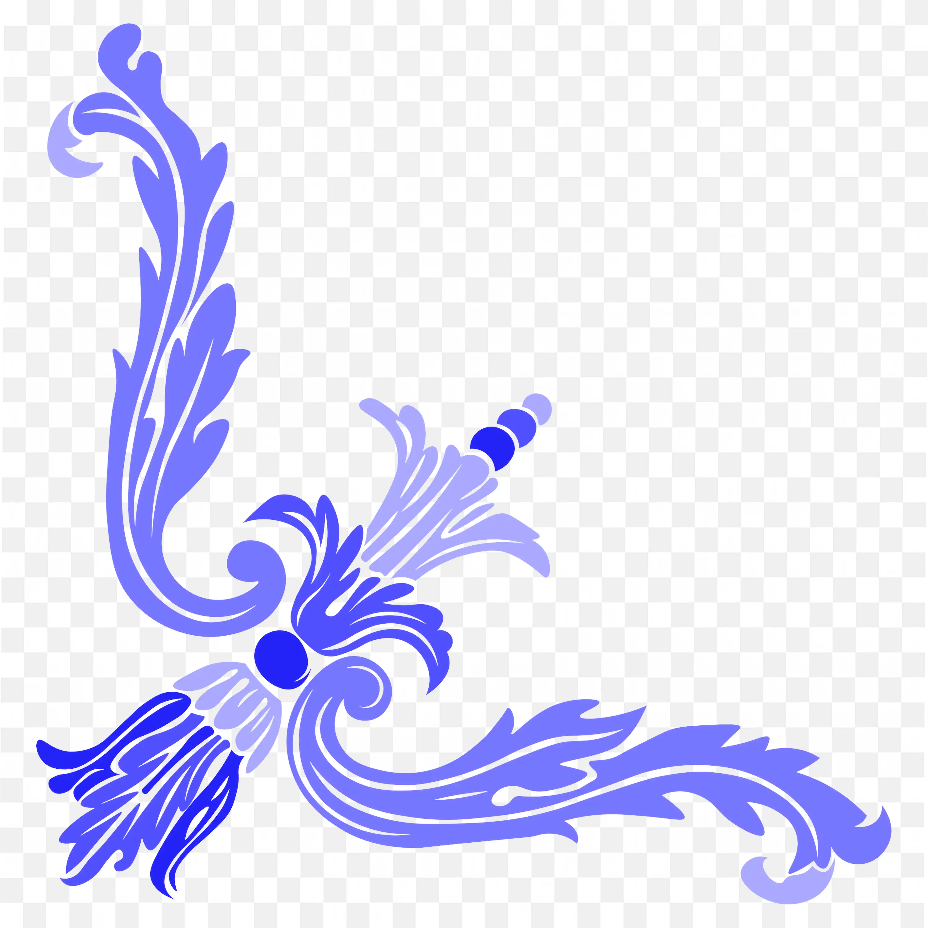 Royal Blue Corner Design Frame with Elegant Scrolls