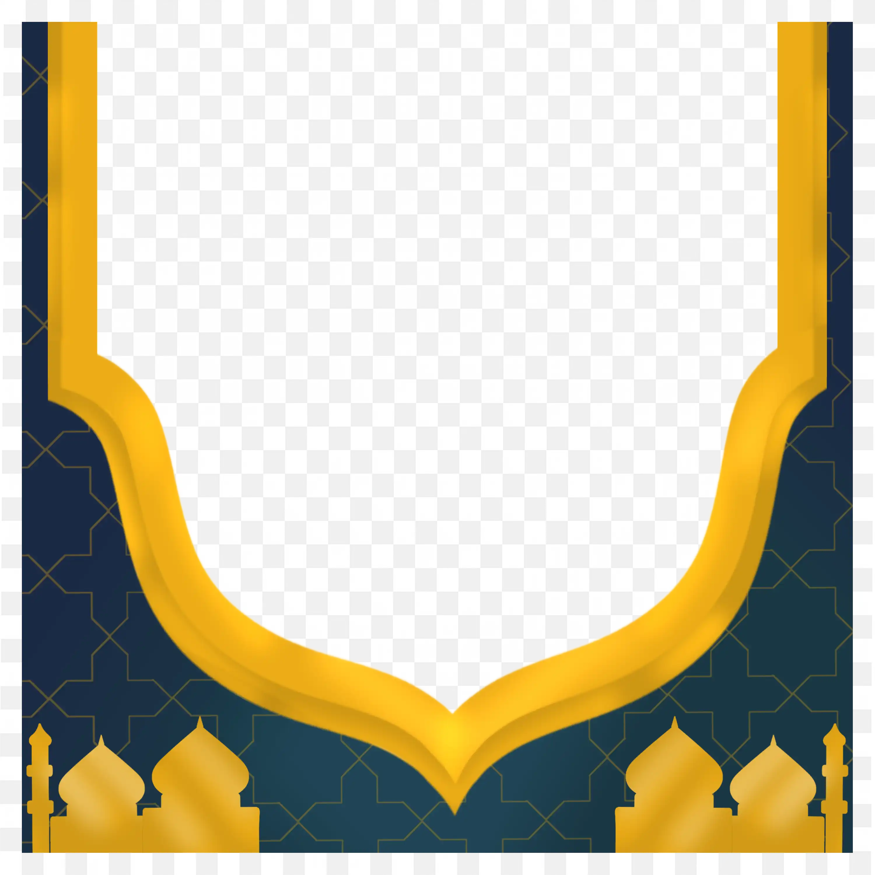Royal Blue and Gold Elegant Arch Border Design Frame Png