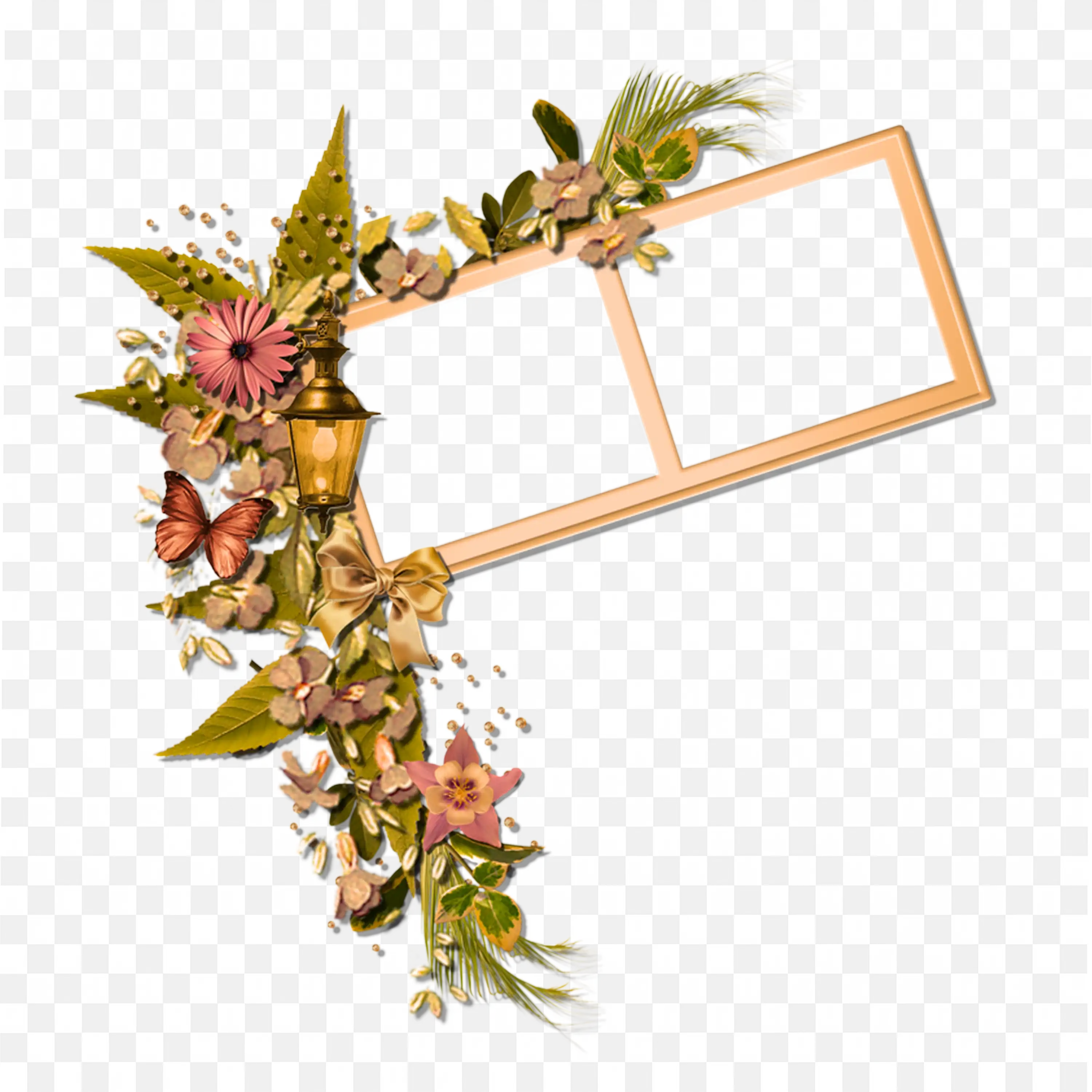 Rustic Frame with Autumn Leaves Hanging Wooden Boards