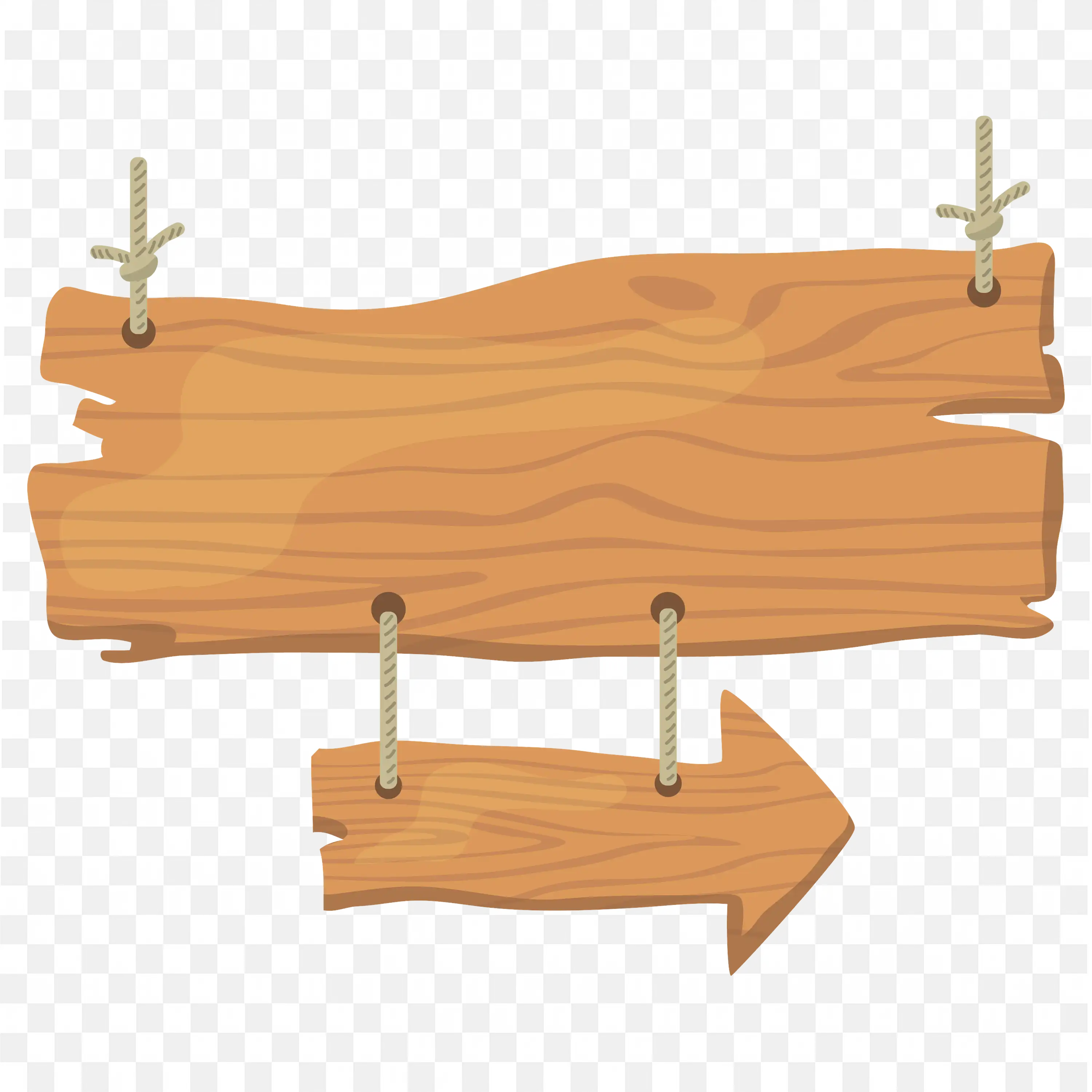 Rustic Wooden Direction Signboard Frame with Arrows Png