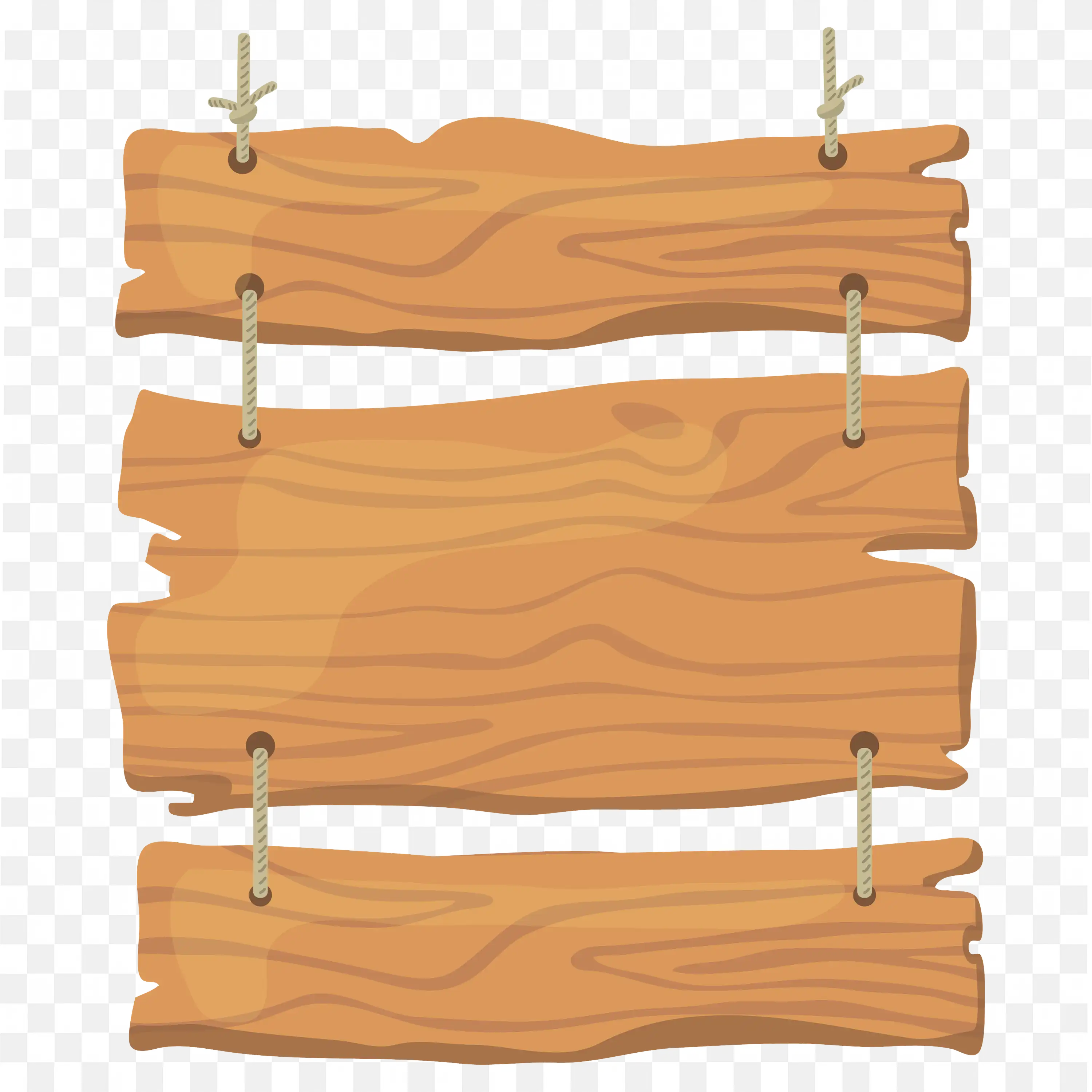 Rustic Wooden Plank Board Frame with Nails on White Png