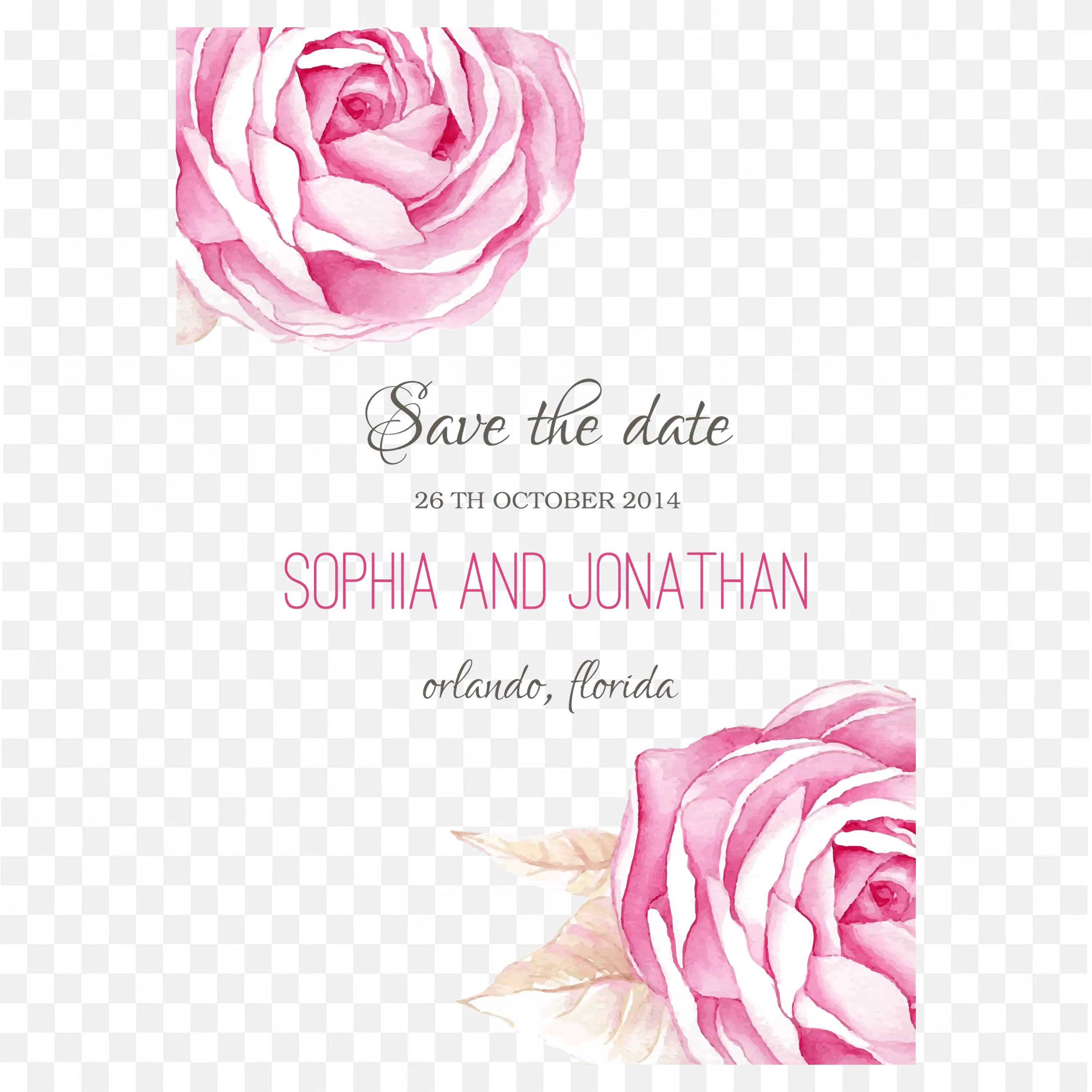 Save The Date Pink Floral Text Card Border Frame Png