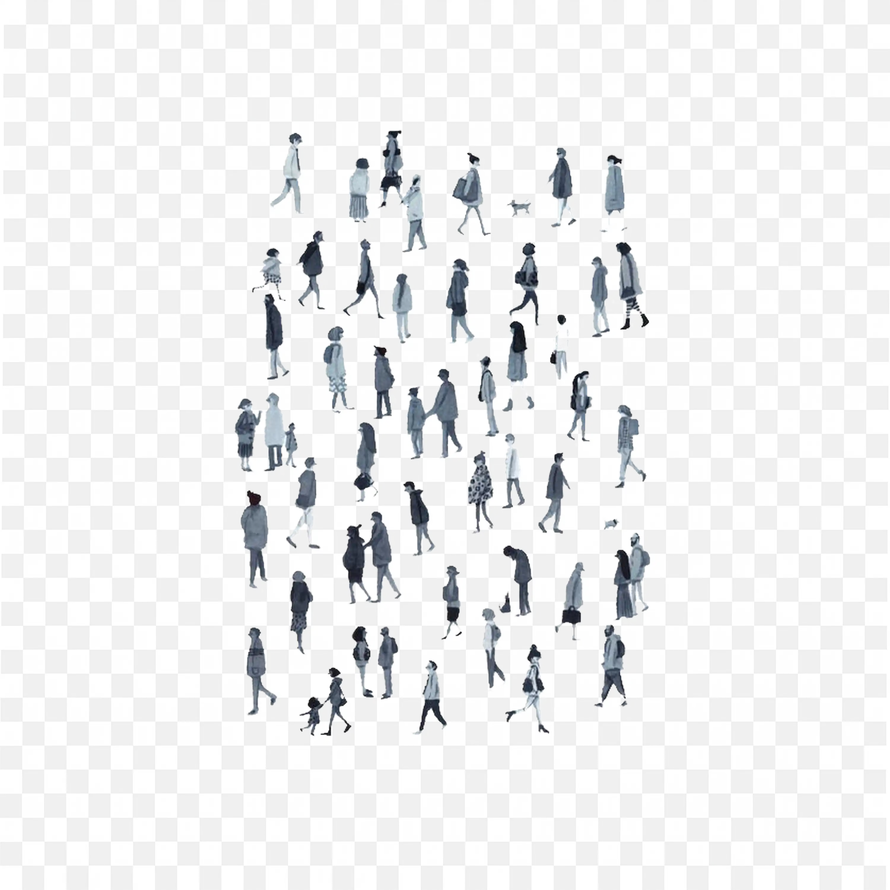 Scattered Crowd Of People Silhouette Group Icon Frame Png
