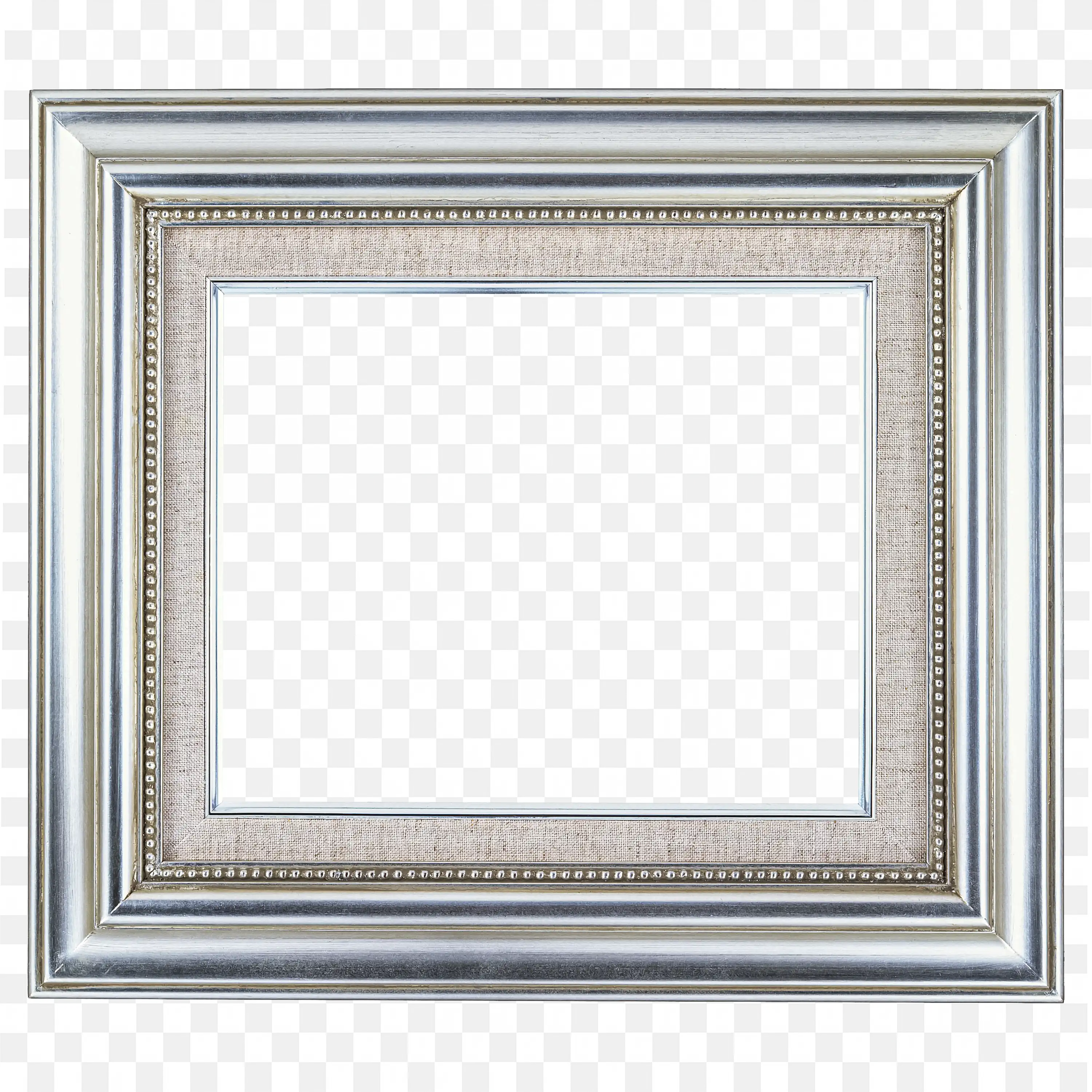 Silver Metallic Simple Rectangular Frame with Glossy Look