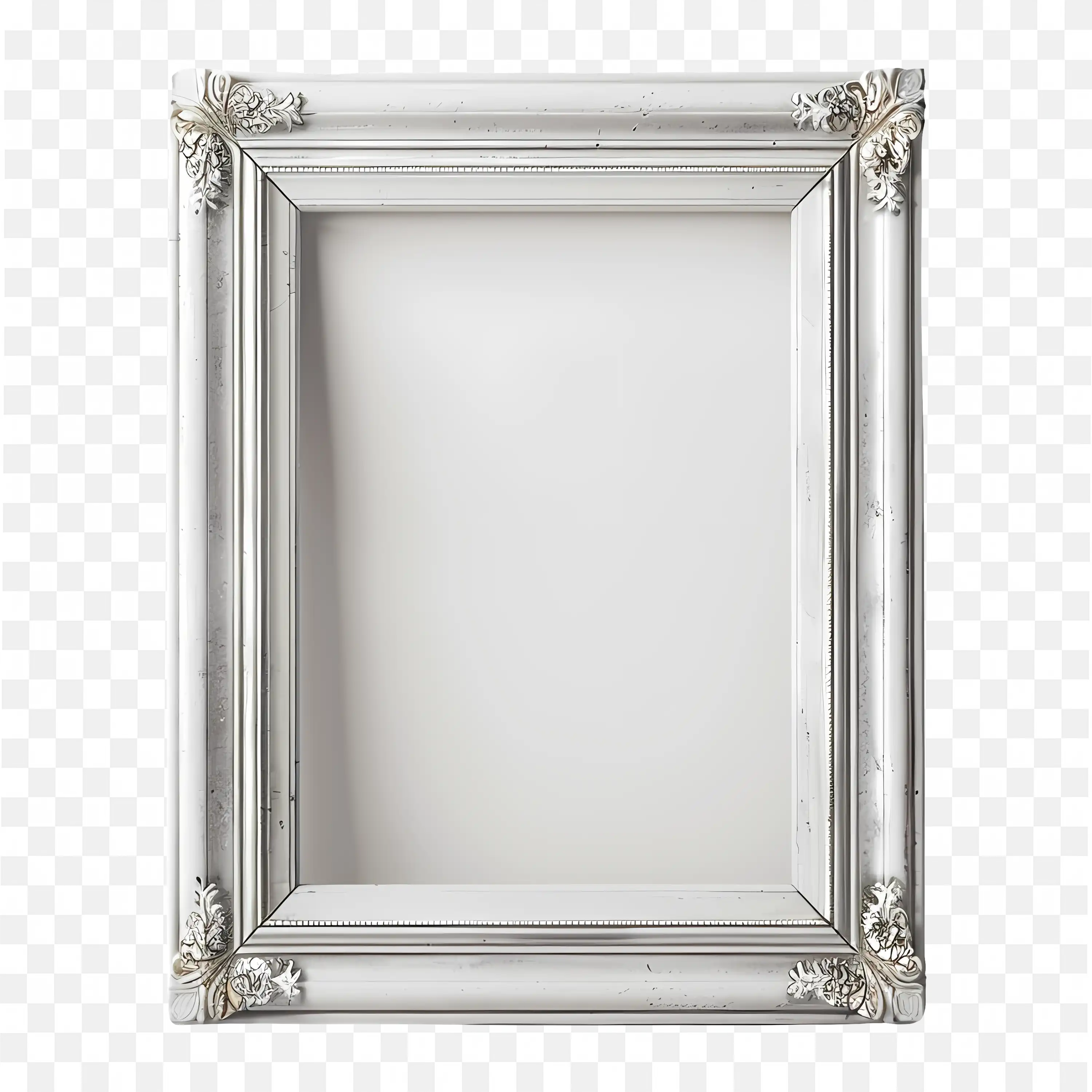 Silver Mirror Frame with Classic 3D Beveled Border Edge