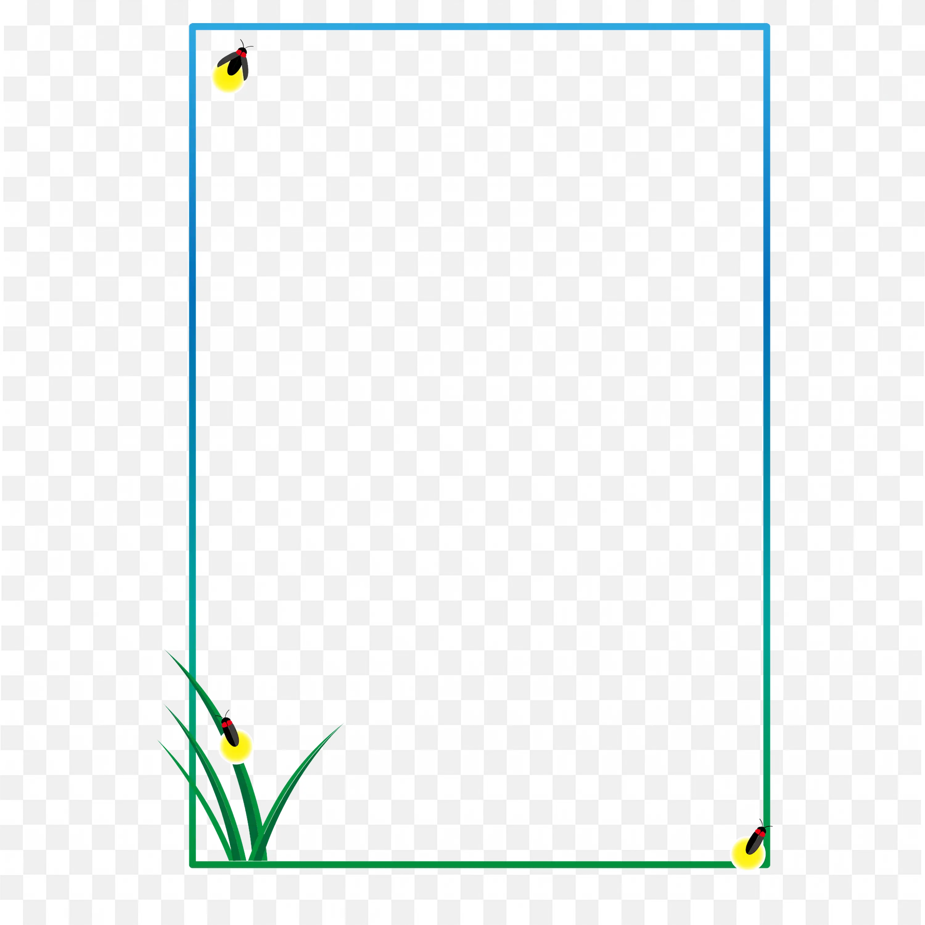 Simple Blue Corner Frame with Grass Clipart Transparent