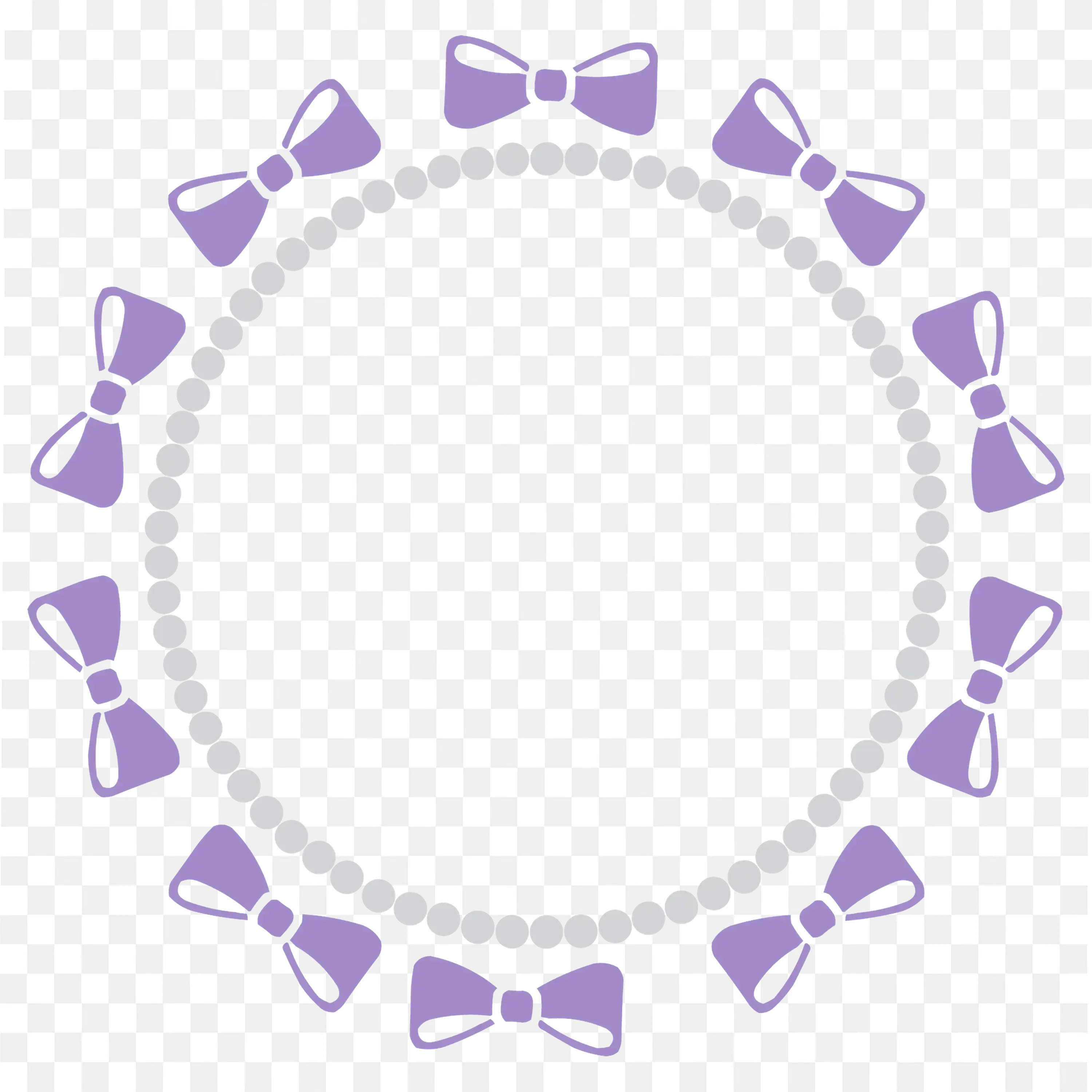 Simple Purple Circle Frame with Bow Tie Border Png Image