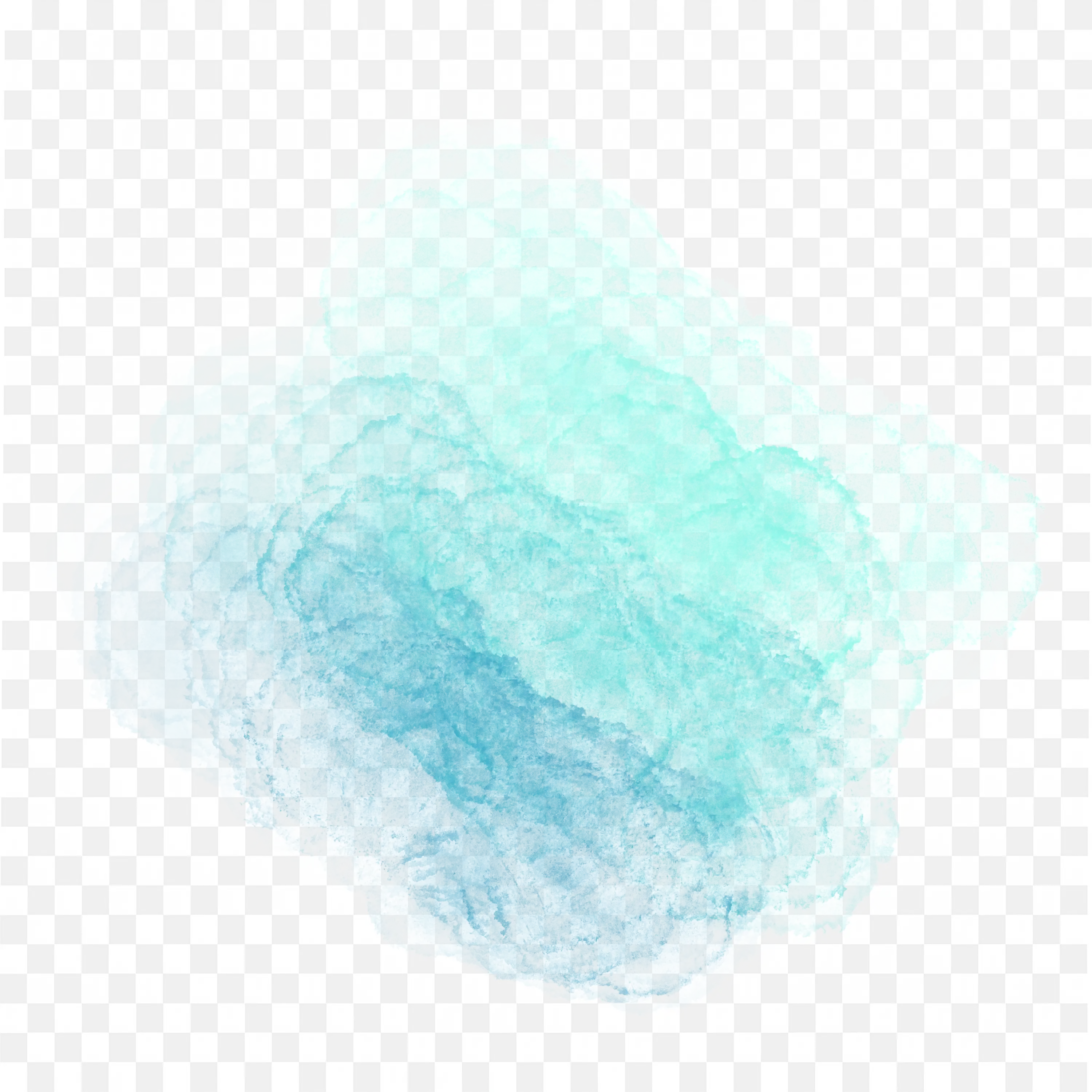 Soft Aqua Blue Watercolor Ink Flowing Texture Frame Png