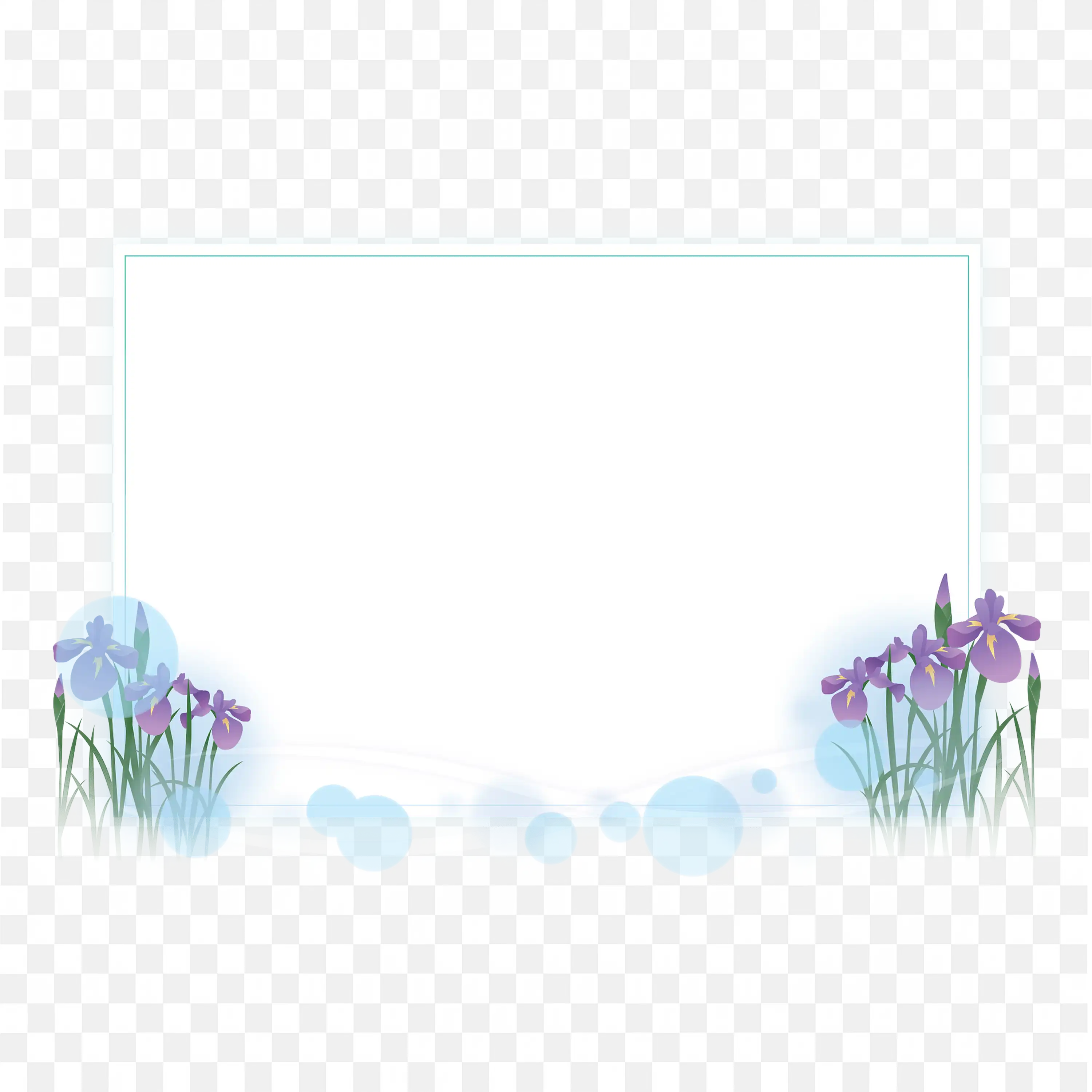 Soft Blue and Purple Floral Garland Elegant Frame Png