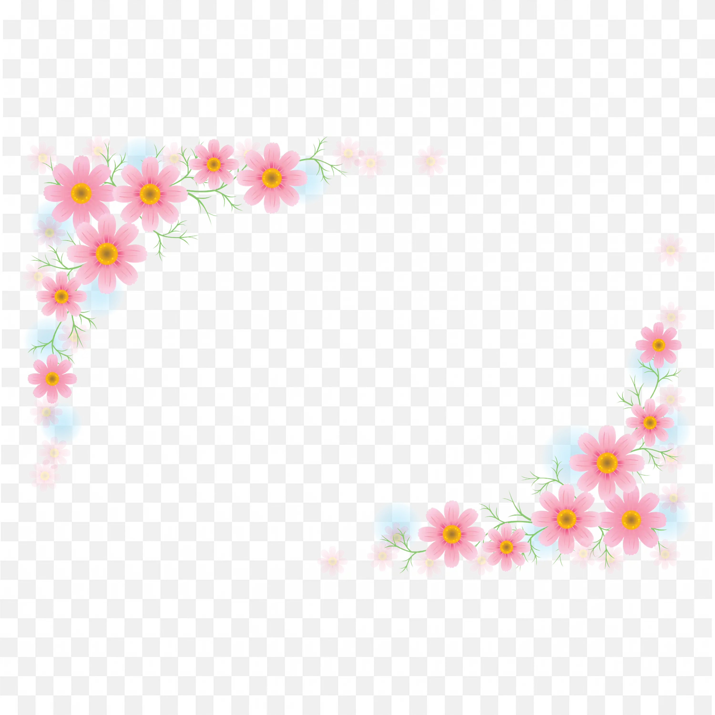 Soft Pink Blossom Frame with Fading Petal Background