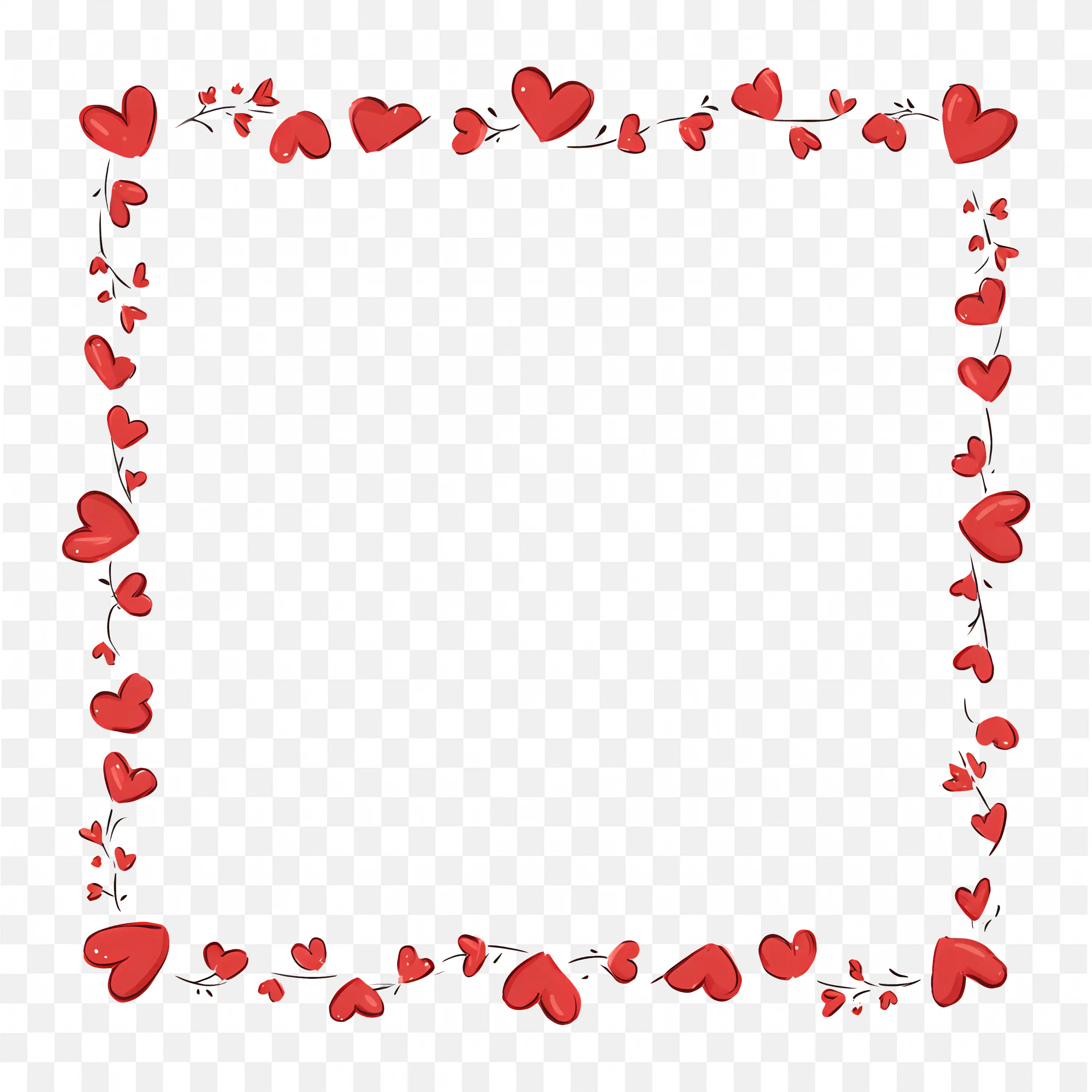 Square Frame with Red Tiny Hearts Around White Center
