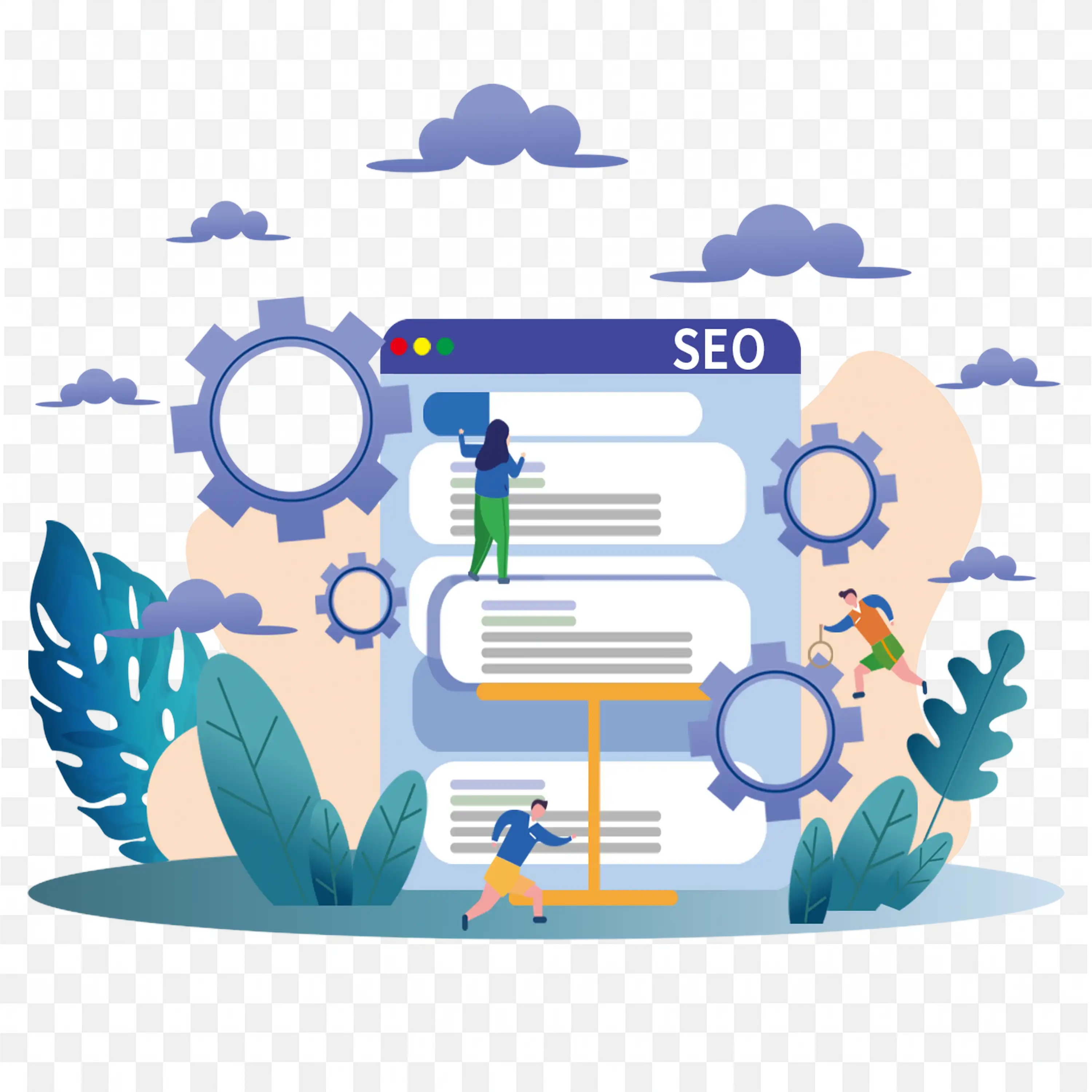 Technical Gear and Data Concept Illustration Frame Png