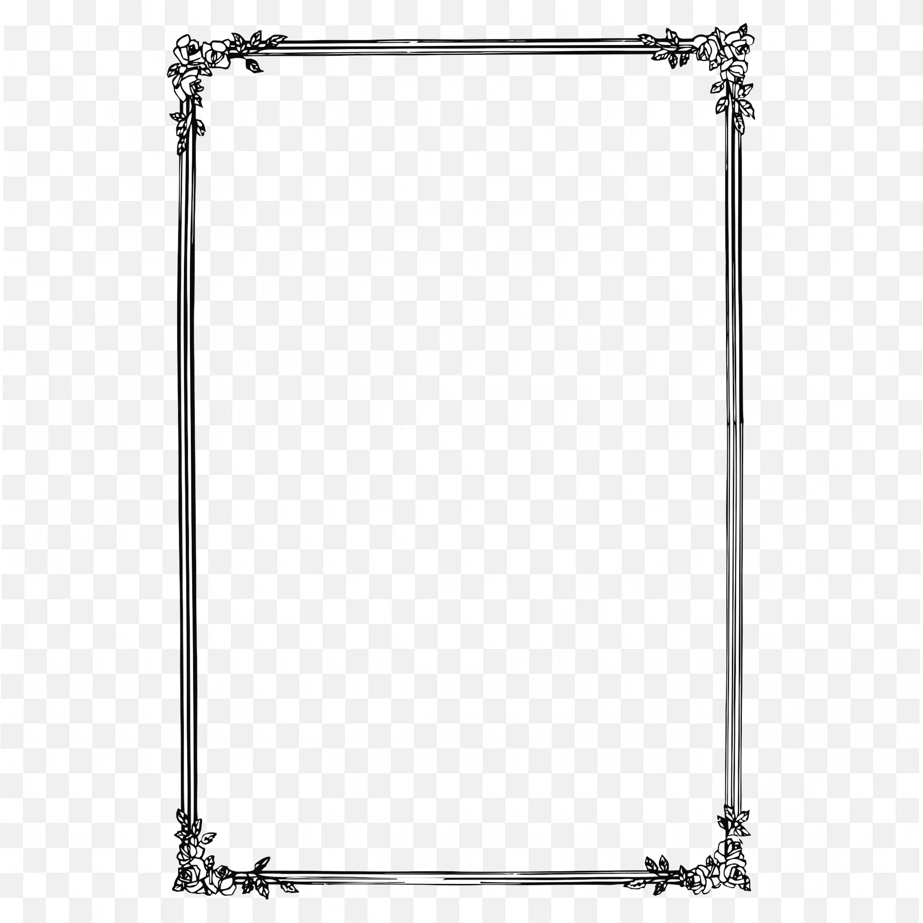 Thin Gray Vintage Style Border Frame with Curl Corners