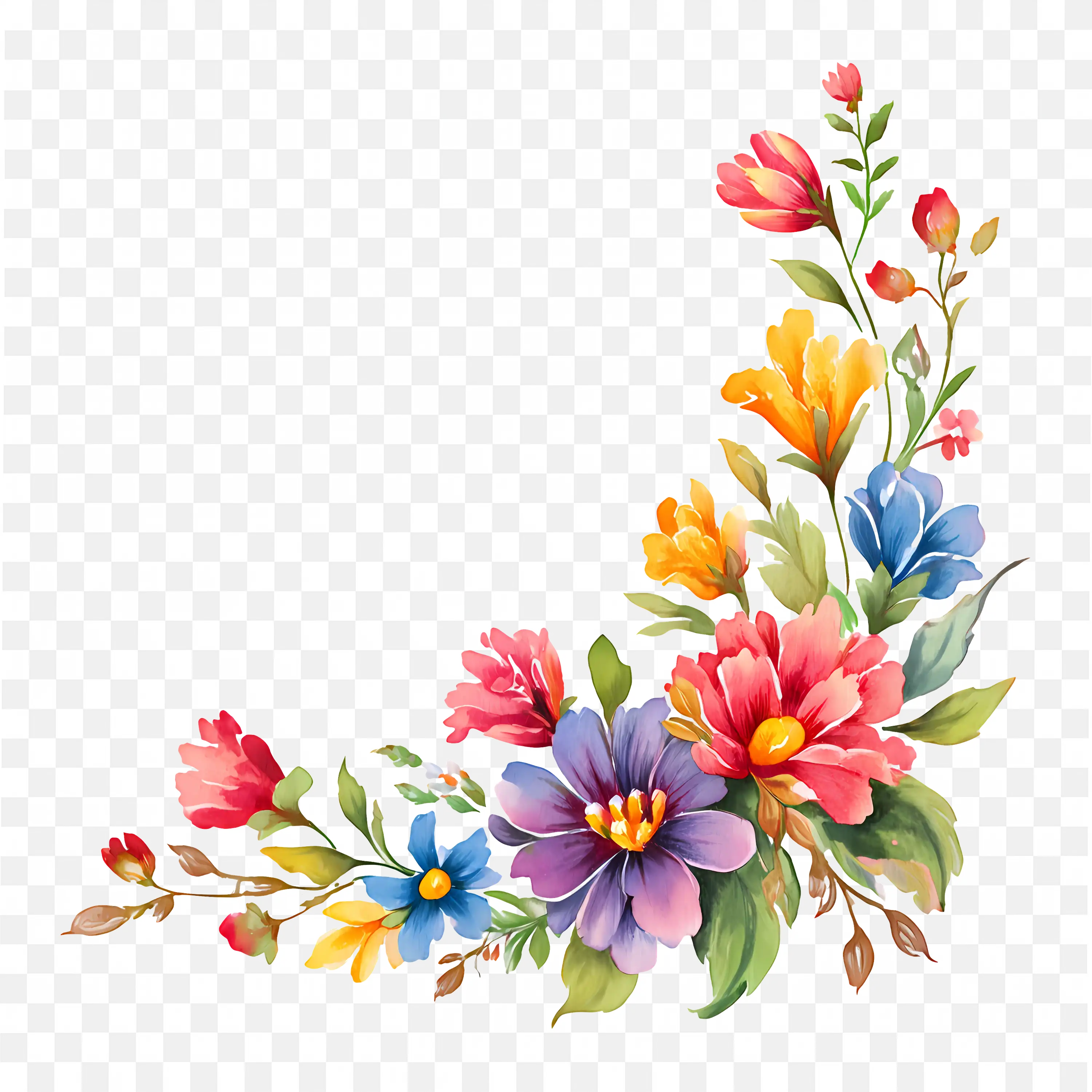 Tropical Flower Bouquet with Red Yellow Pink Spring Blooms