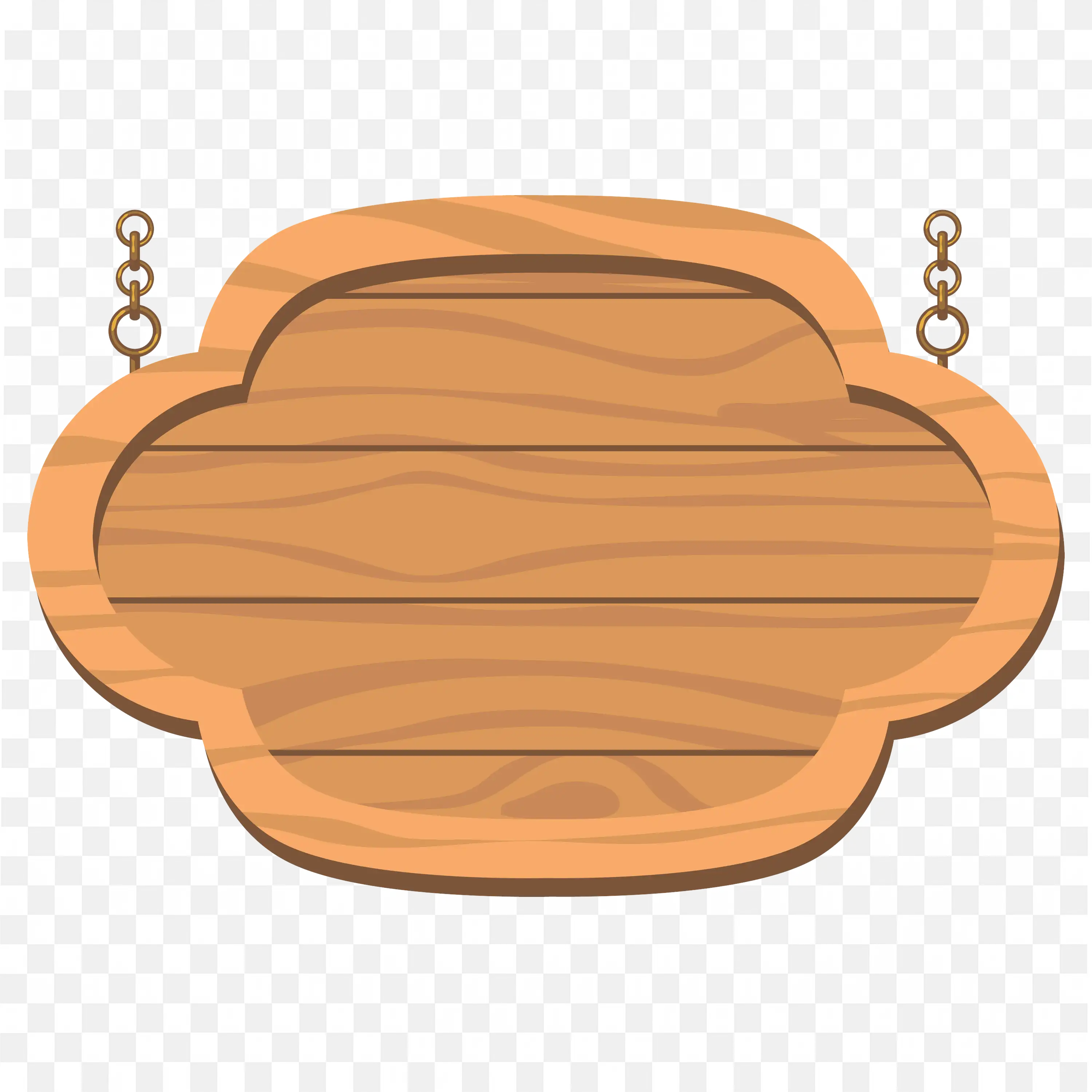 Vintage Brown Oval Wood Carved Plaque Frame with Chains