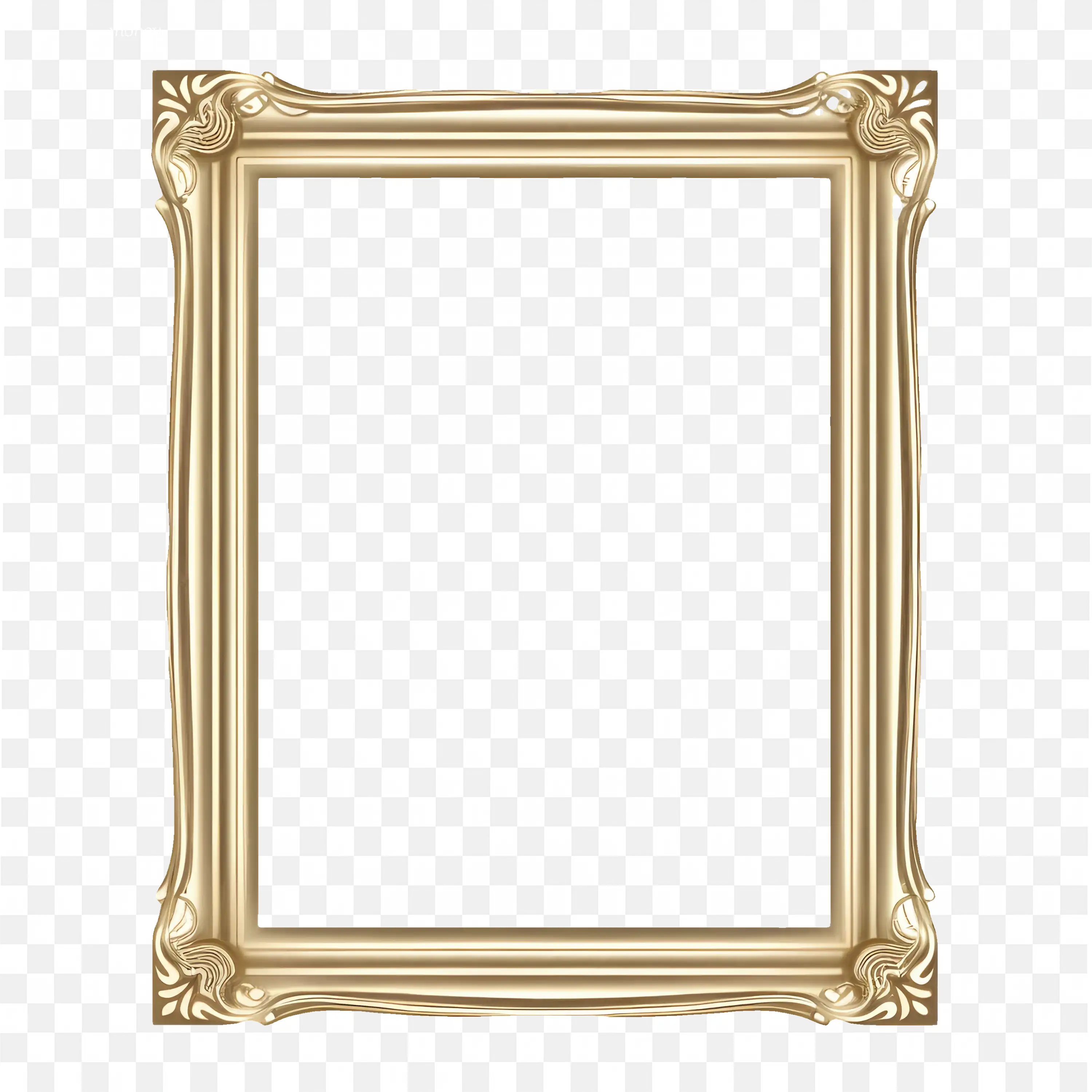 Vintage Golden Ornamental Picture Frame with Blue Fill