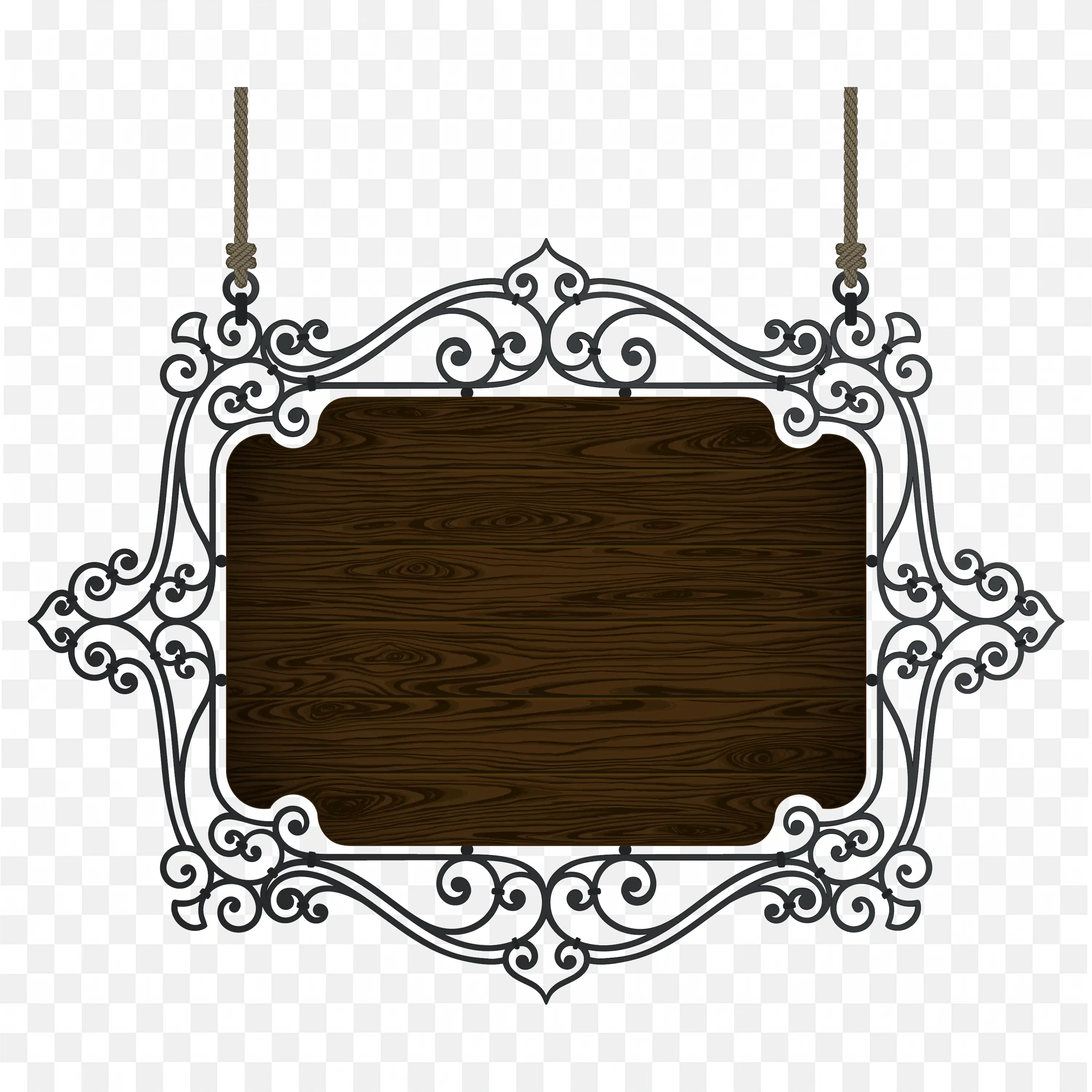Vintage Wooden Hanging Signboard Decorative Frame Png
