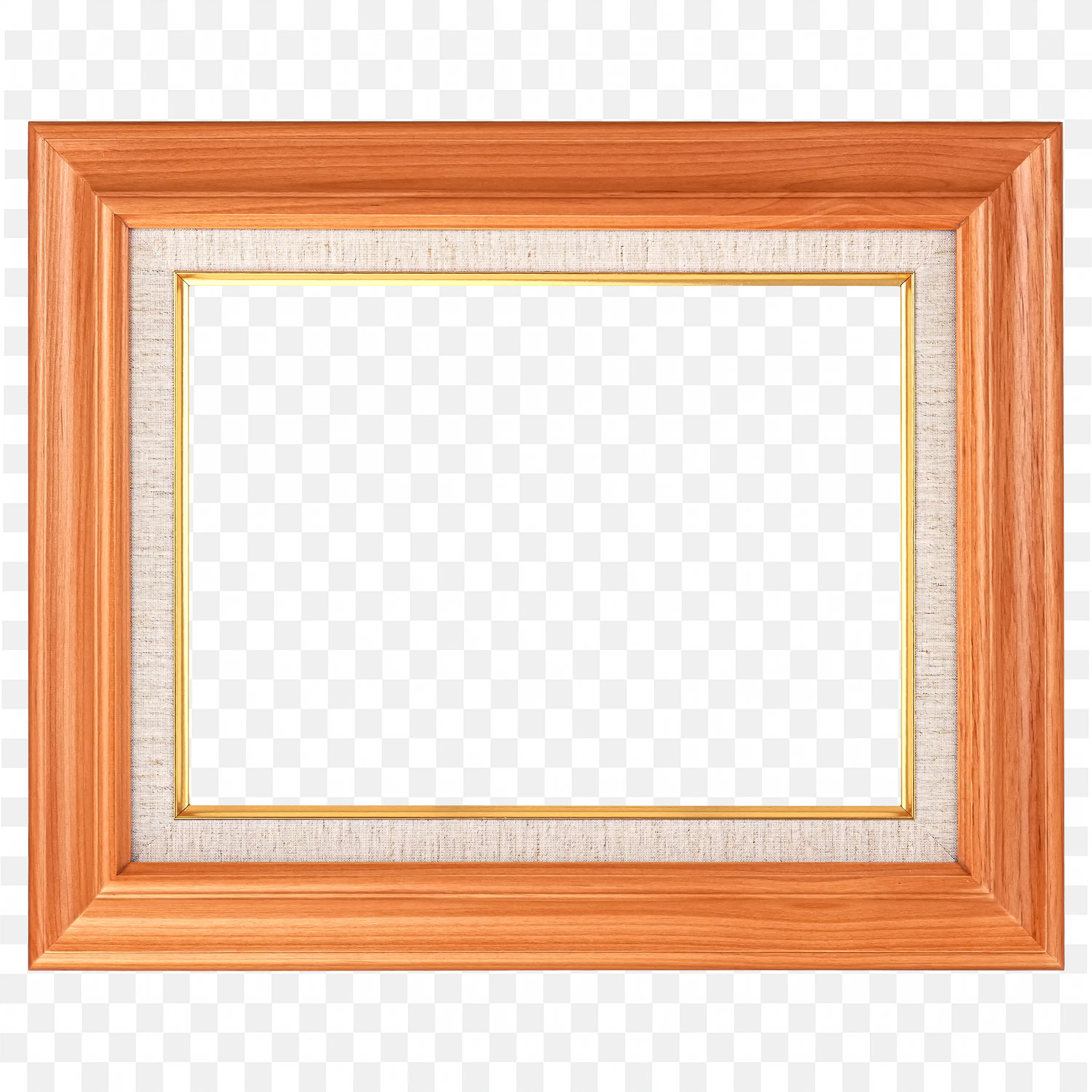 Warm Orange Wooden Classic Rectangular Photo Frame Png
