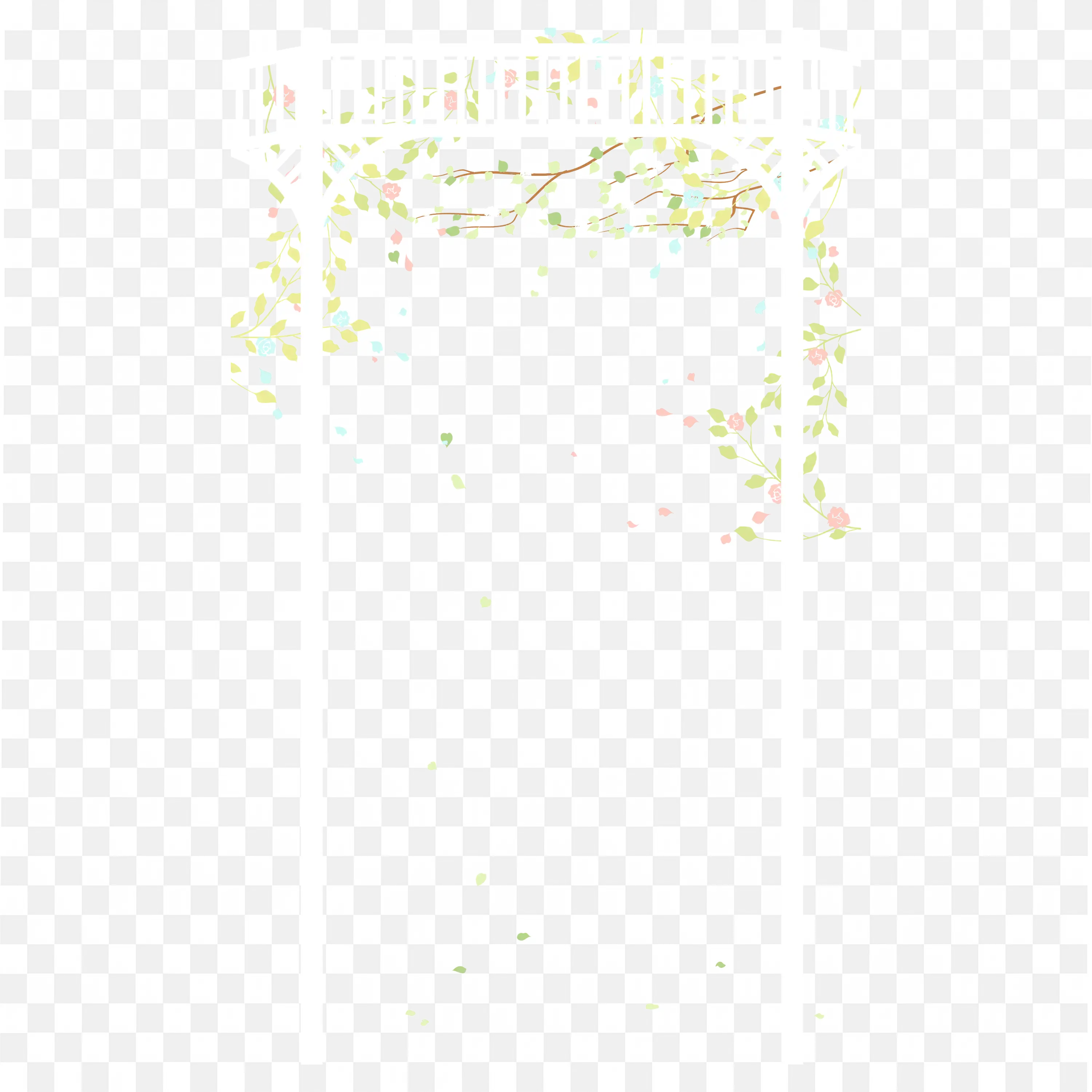 White Floral Wedding Arch with Pastel Leaves and Blossoms