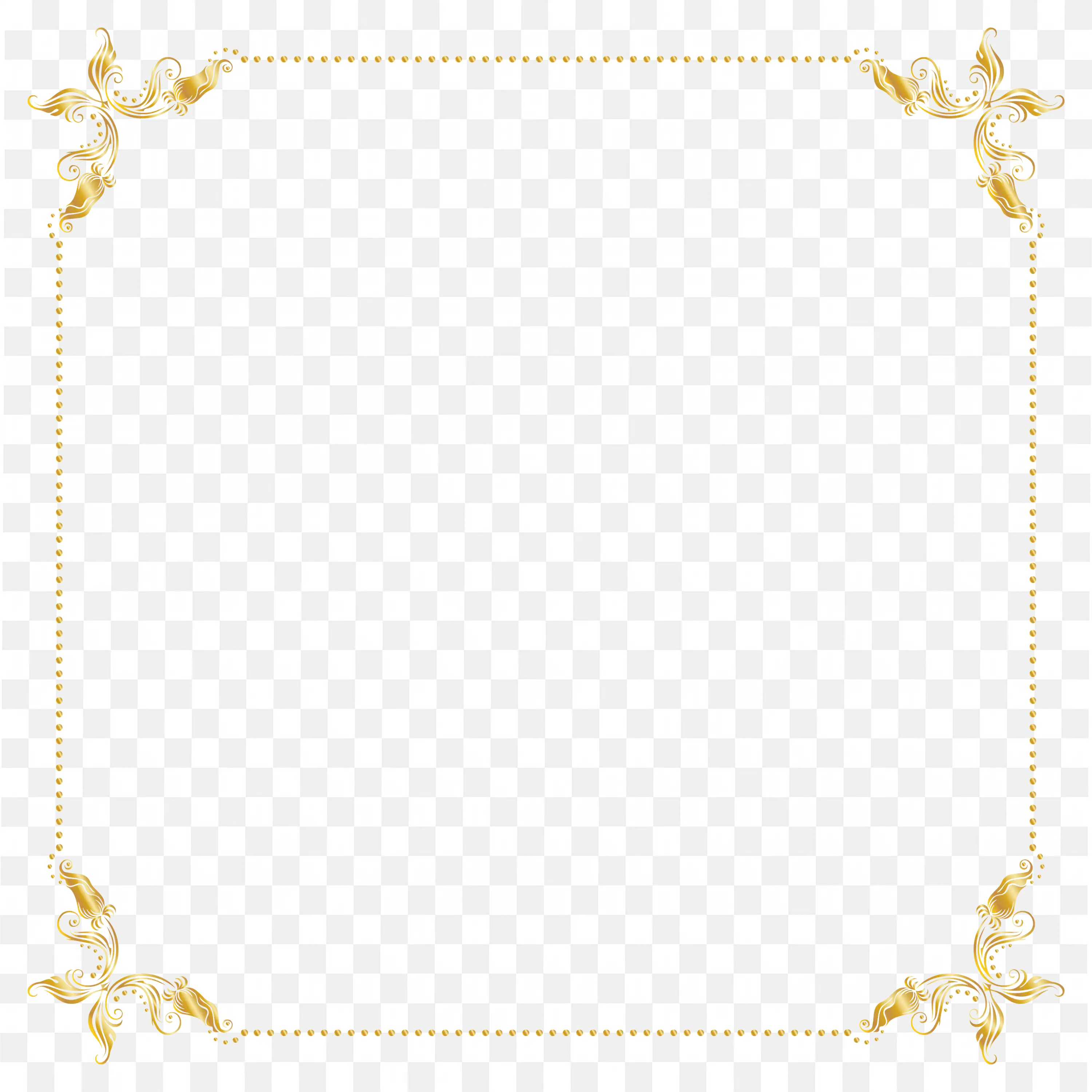 White Square Frame with Gold Floral Corners Decoration