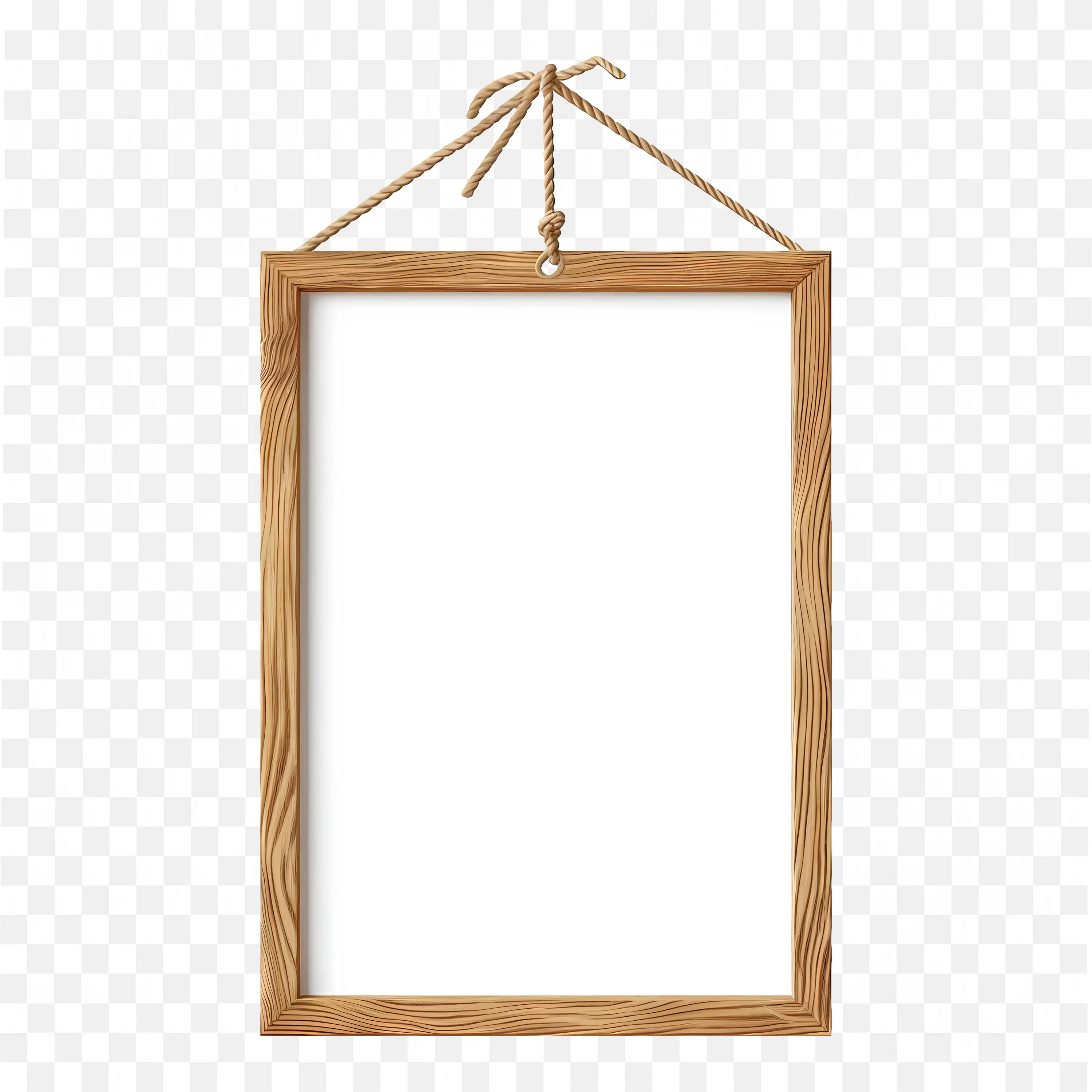 Wooden Photo Frame Hanging with Thin String and Metal Hook