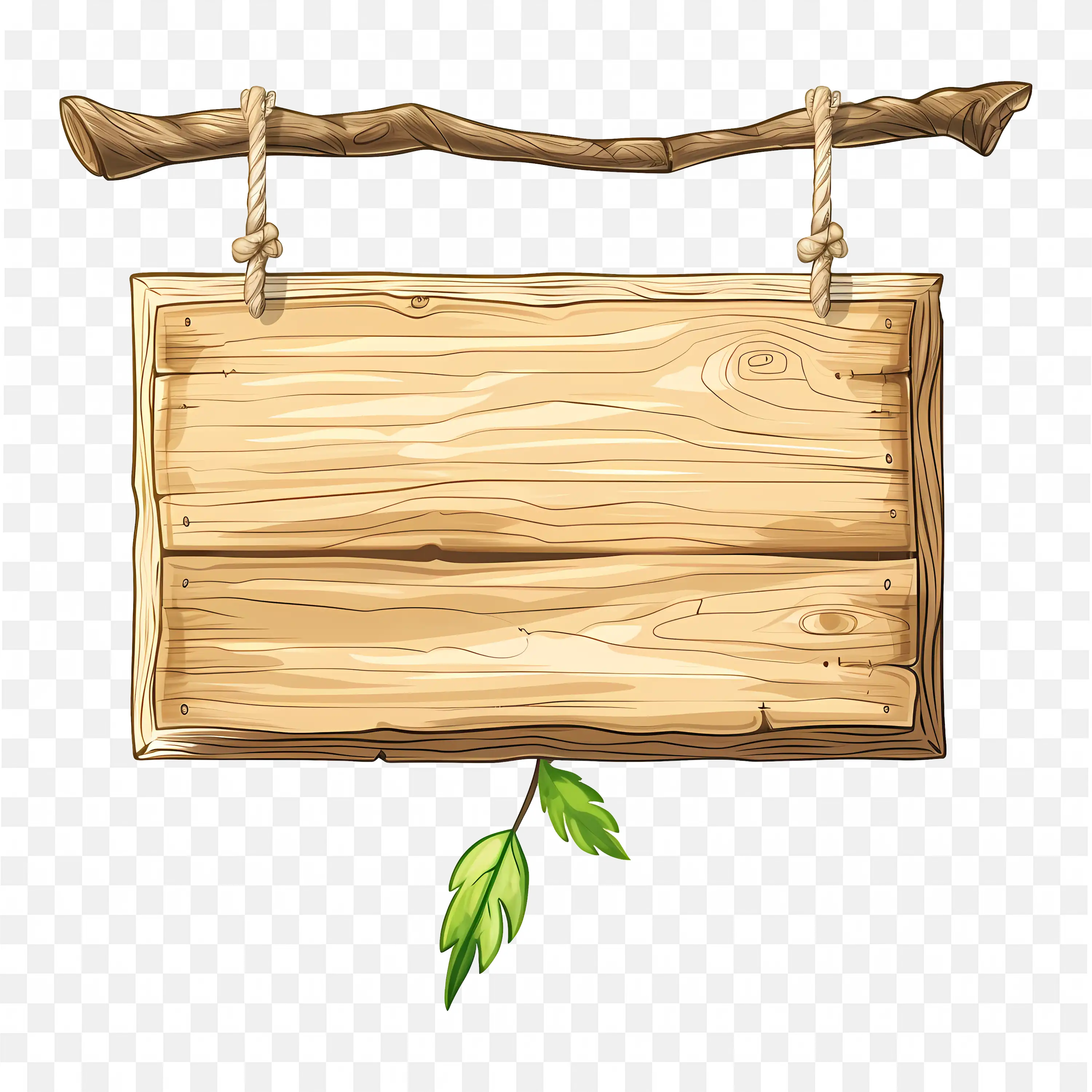Wooden Sign Hanging By Ropes Rustic Natural Frame Png