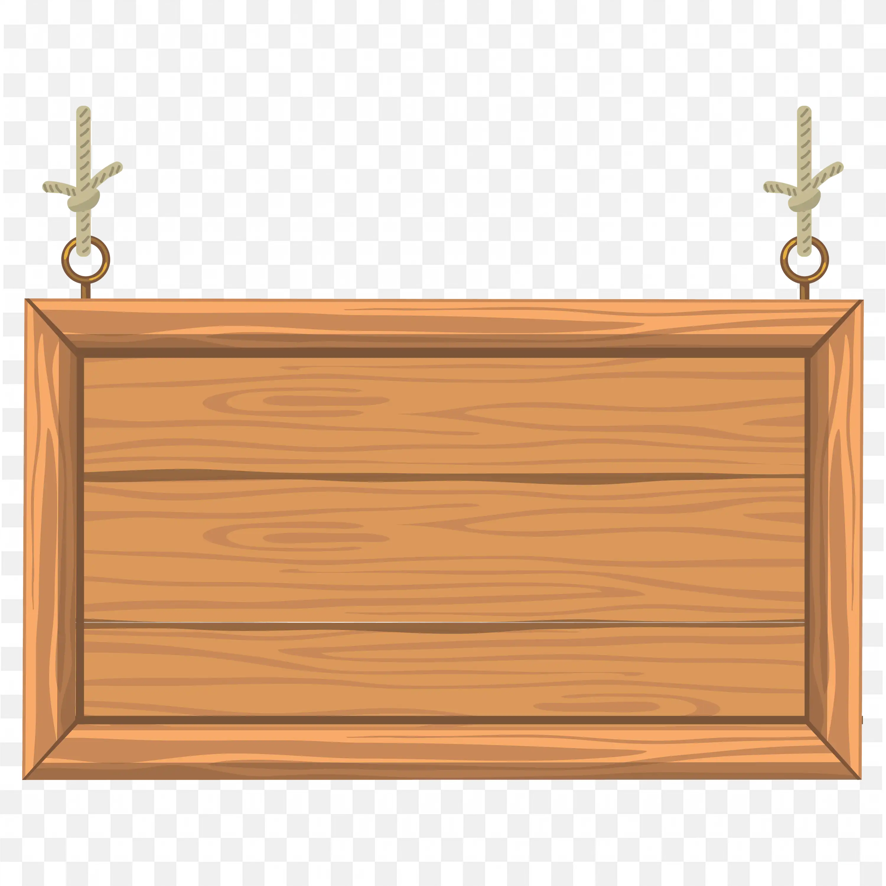 Wooden Signboard Frame Hanging with Metal Hooks Png