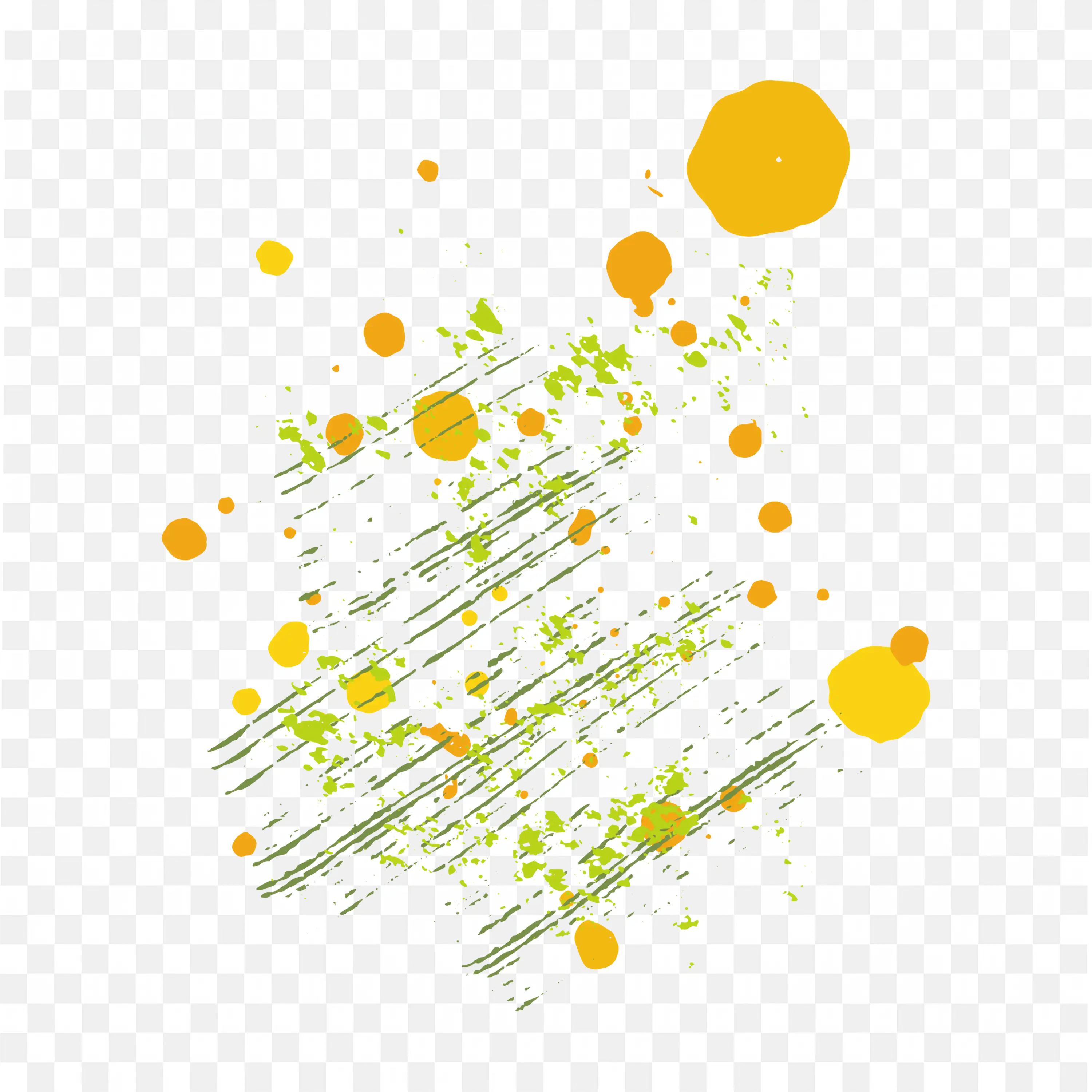 Yellow Ink Splatter with Doodles Abstract Creative Png