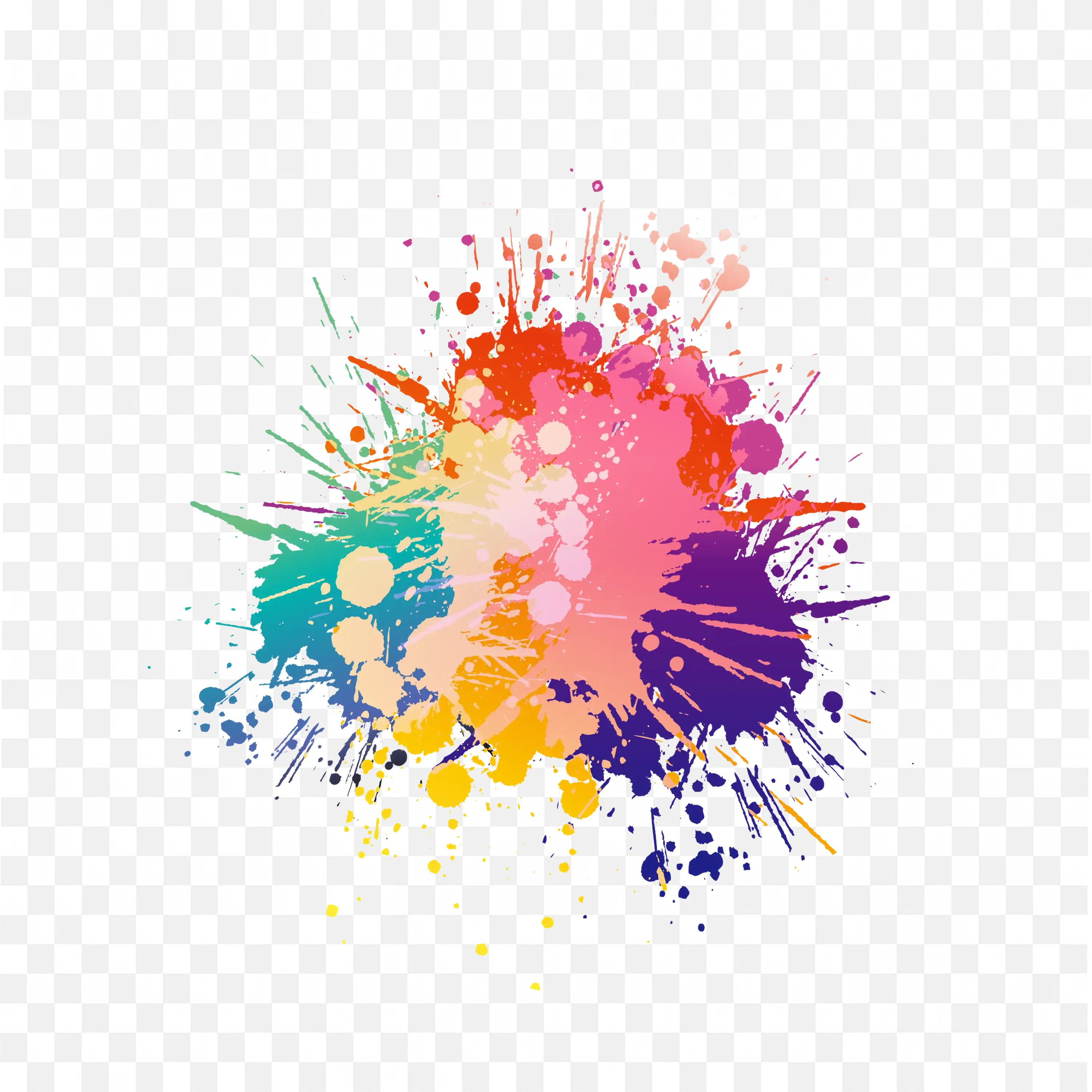 Yellow Pink Purple Ink Burst with Splashes Frame Png