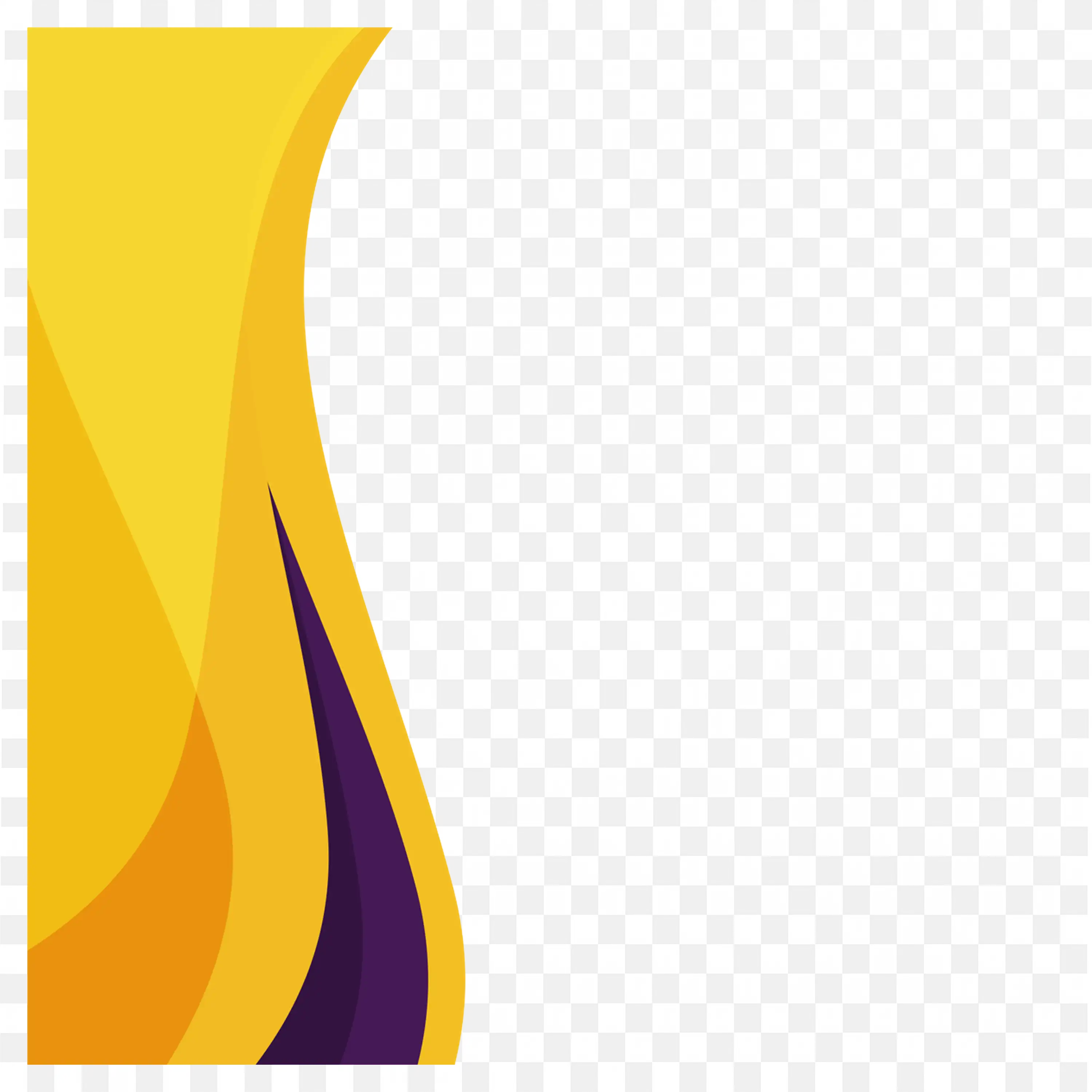 Yellow and Purple Flowing Ribbon Wave Modern Frame Png