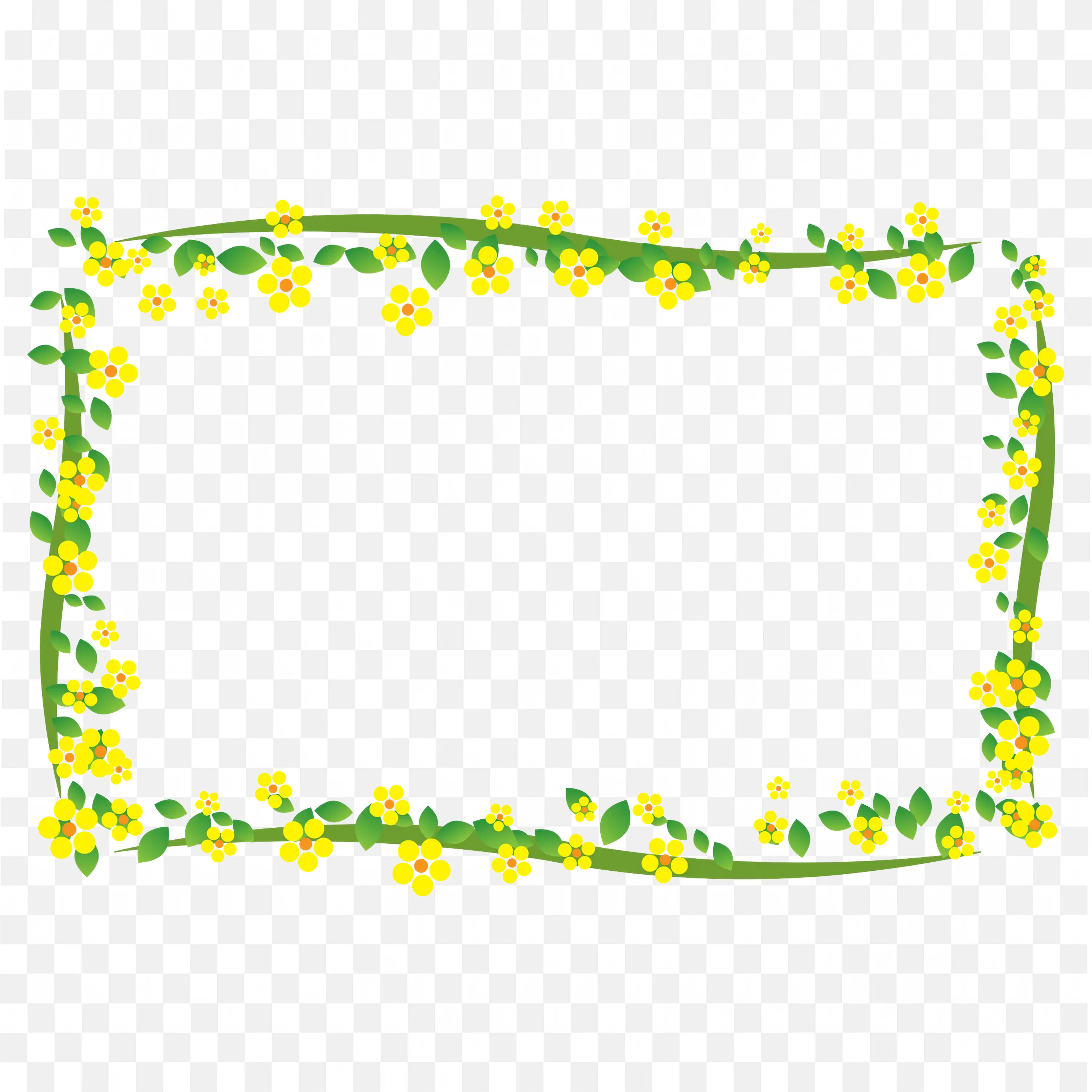 Yellow Spring Flower Frame with Soft Curved Border Png