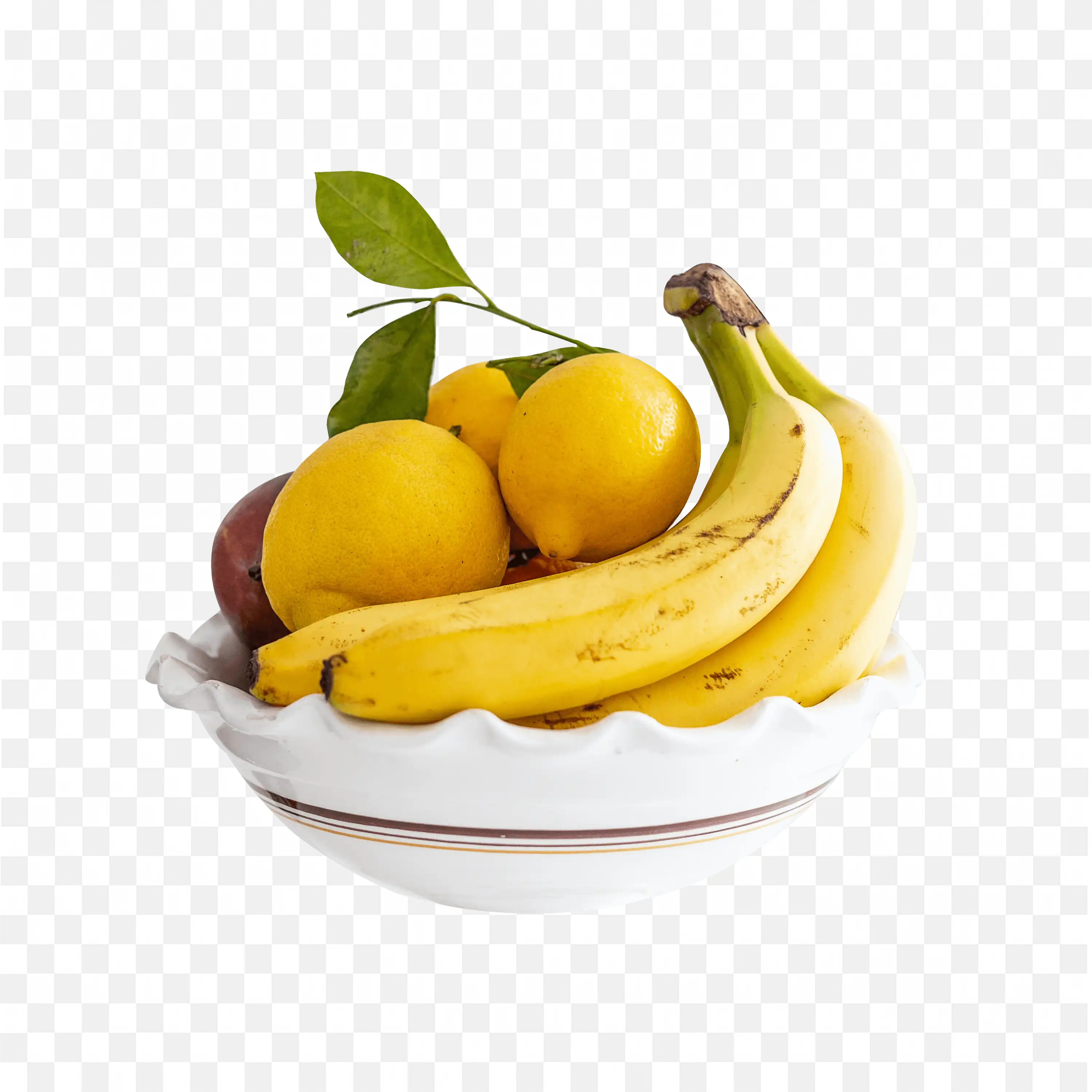 Bananas and Lemons in a White Fruit Bowl Hd Png Image Free